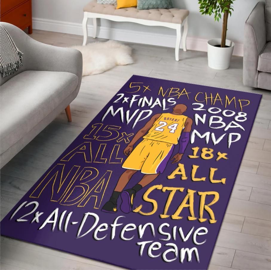 Kobe Bryant 24 Lakers Champion Area Rug Rugs For Living Room Rug Home Decor - Indoor Outdoor Rugs