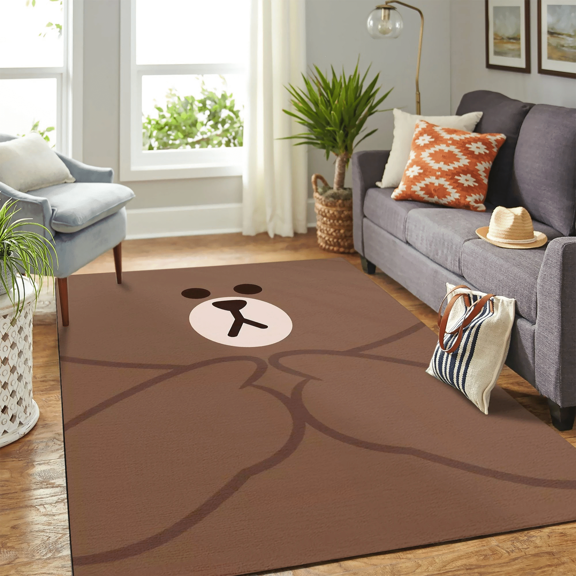 Korean Brown Bear Carpet Floor Area Rug Chrismas Gift - Indoor Outdoor Rugs