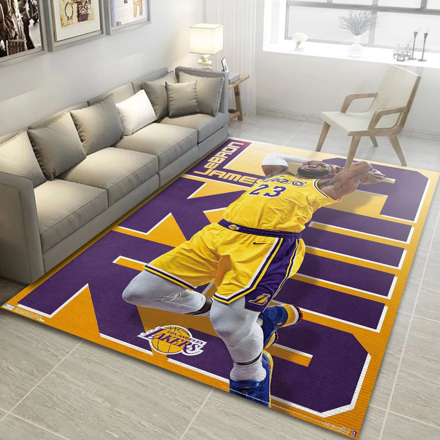 Lebron James Los Angeles Lakers NBA Reangle Area Rug, Living Room Rug - Room Decor - Indoor Outdoor Rugs