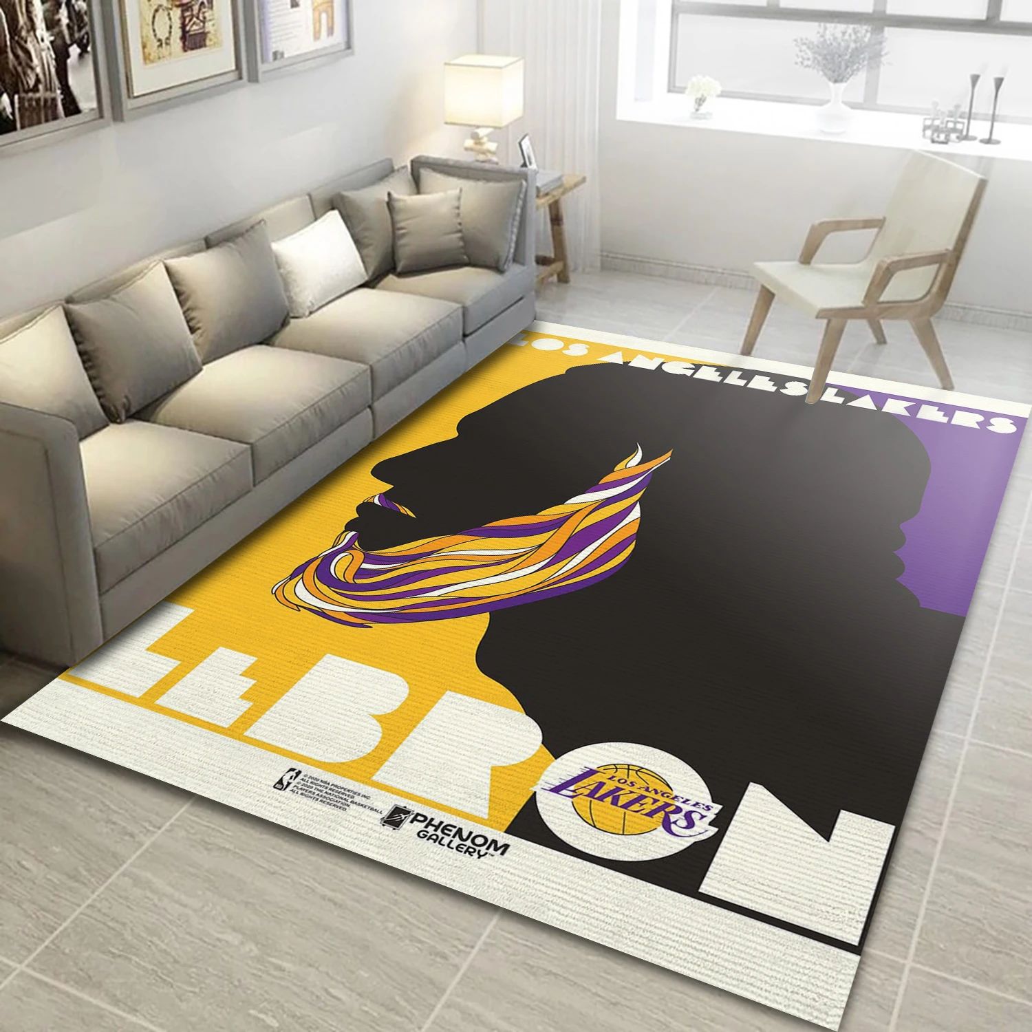 Lebron James Los Angeles Lakers NBA Reangle Area Rug