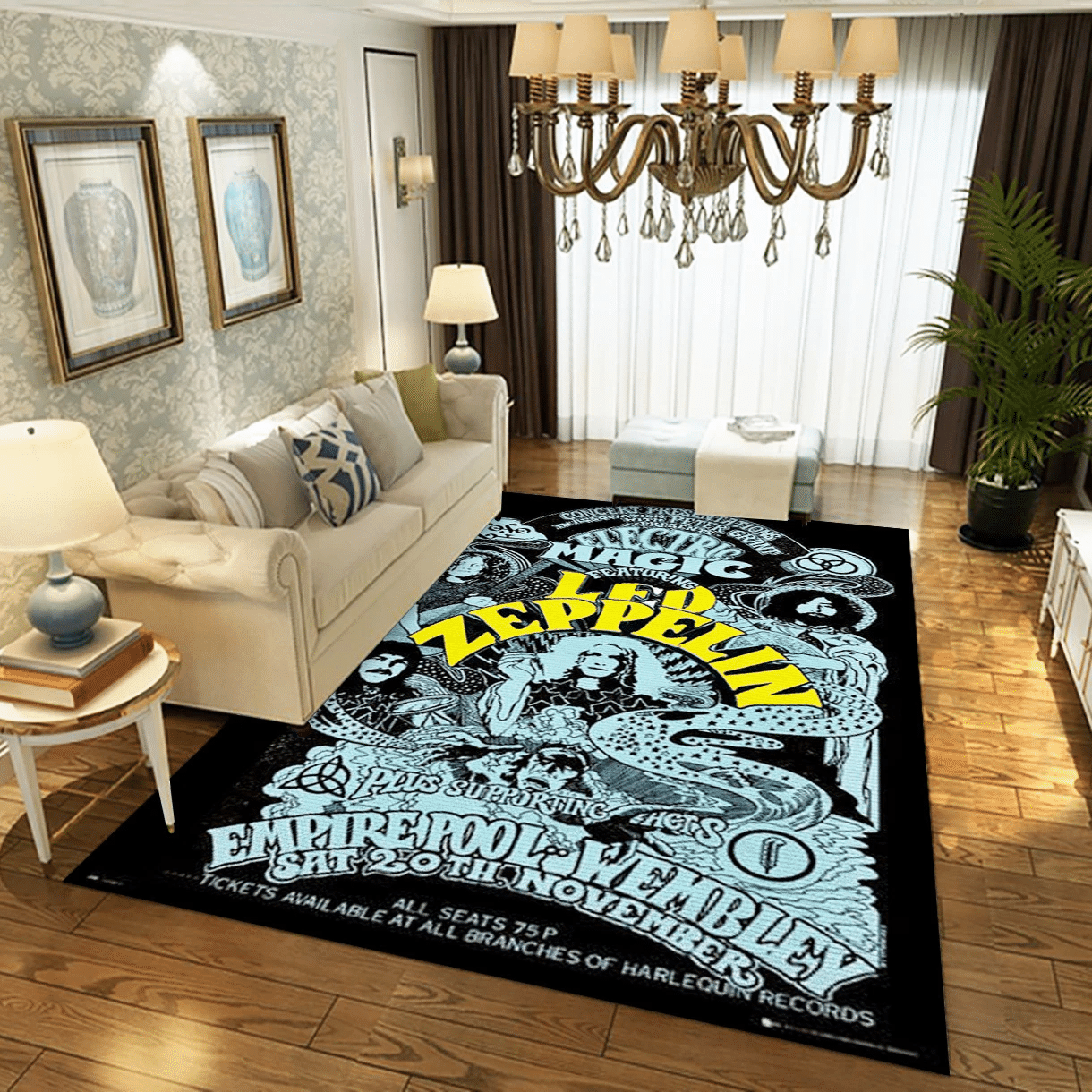 Led Zeppelin Concert 1971 Music Area Rug