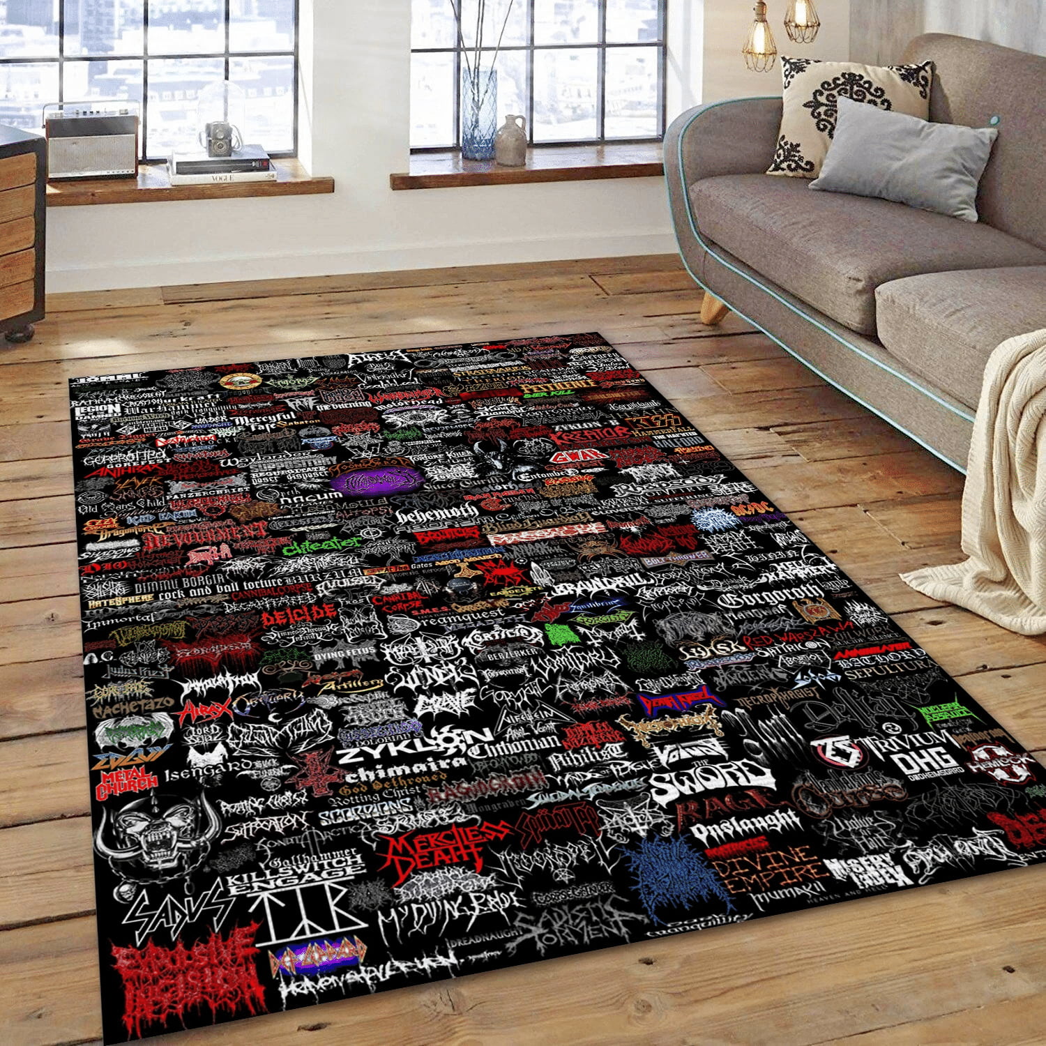 Legend Music Band Music Area Rug