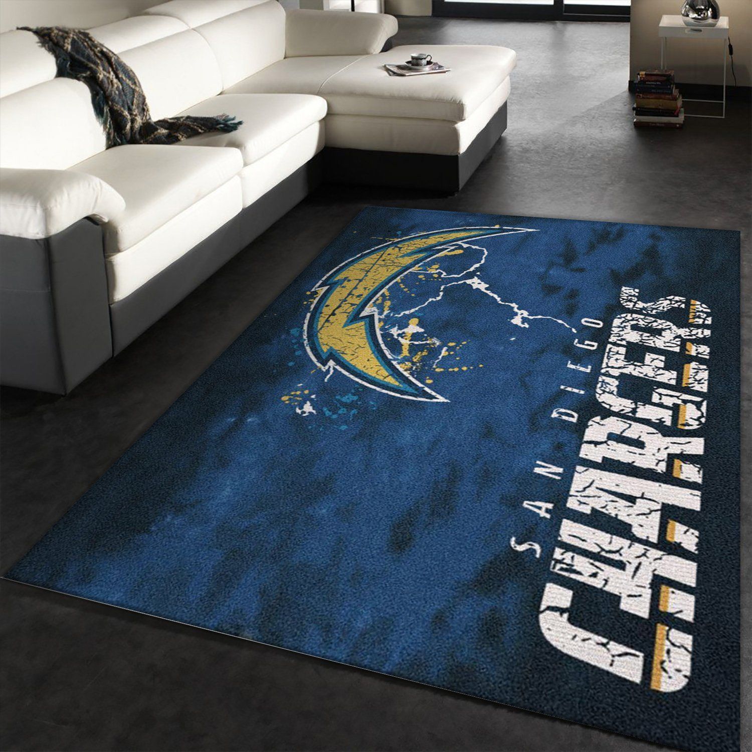 Los Angeles Chargers Fade Rug Nfl Team Area Rug Carpet, Bedroom Rug, Christmas Gift US Decor - Indoor Outdoor Rugs