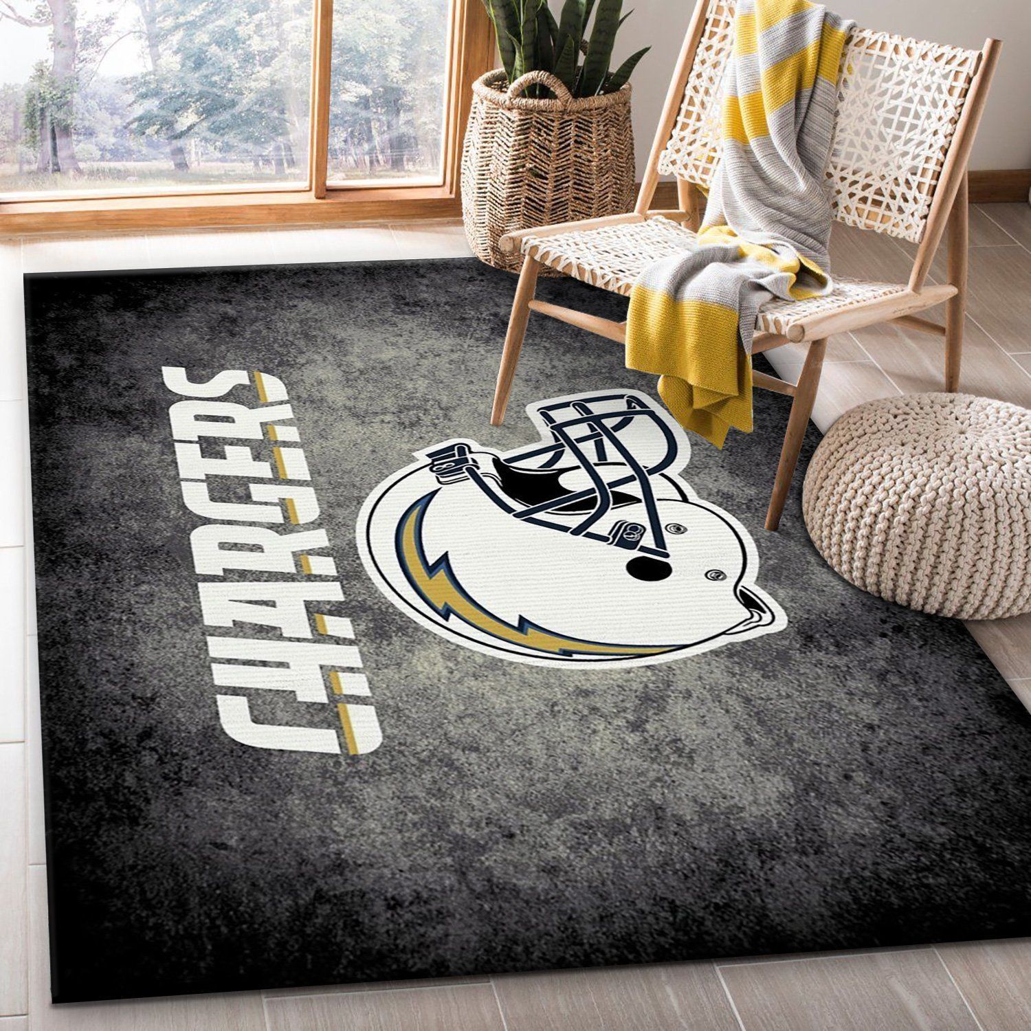 Los Angeles Chargers Imperial Distressed Rug NFL Area Rug For Christmas, Bedroom, US Gift Decor - Indoor Outdoor Rugs