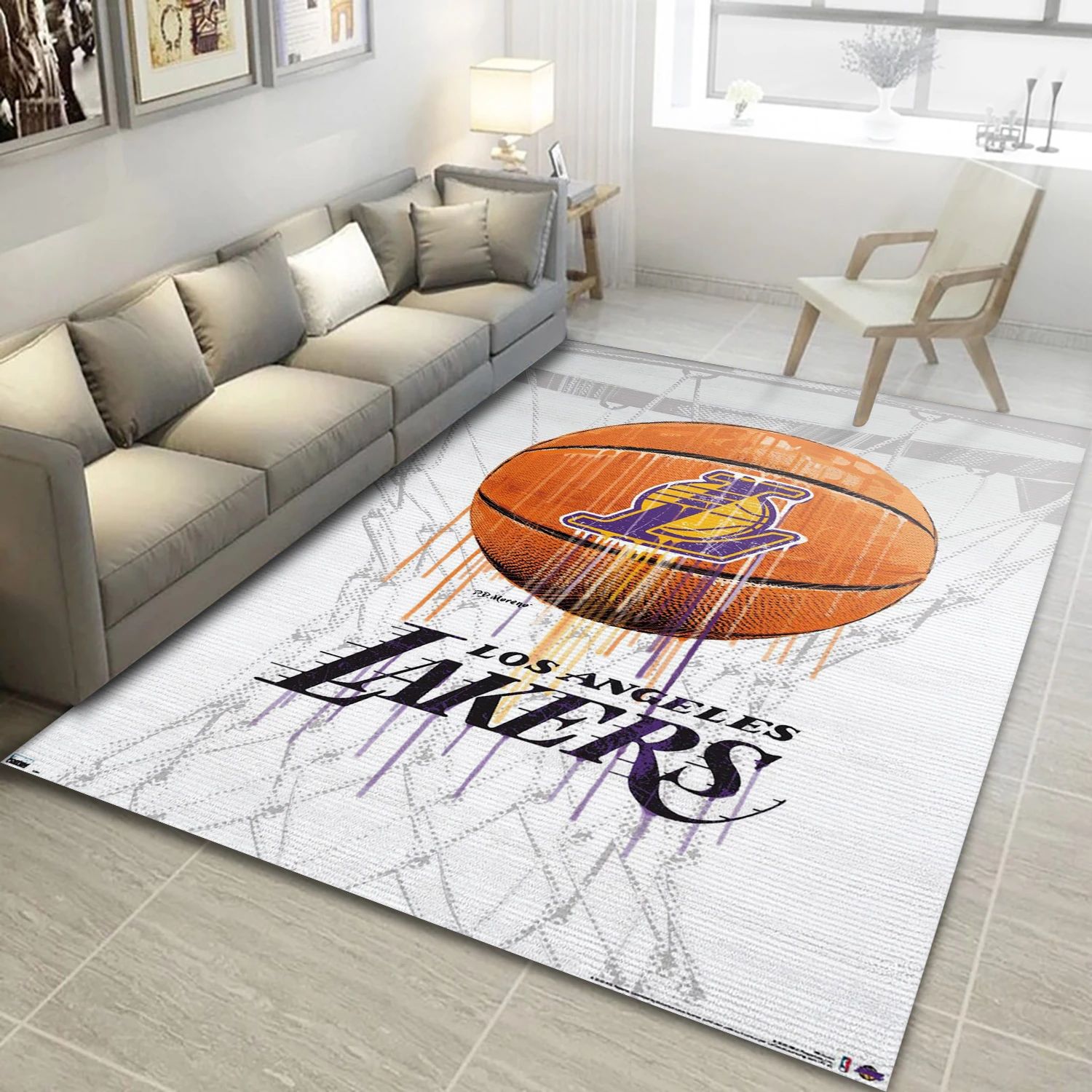 Los Angeles Lakers NBA Reangle Area Rug