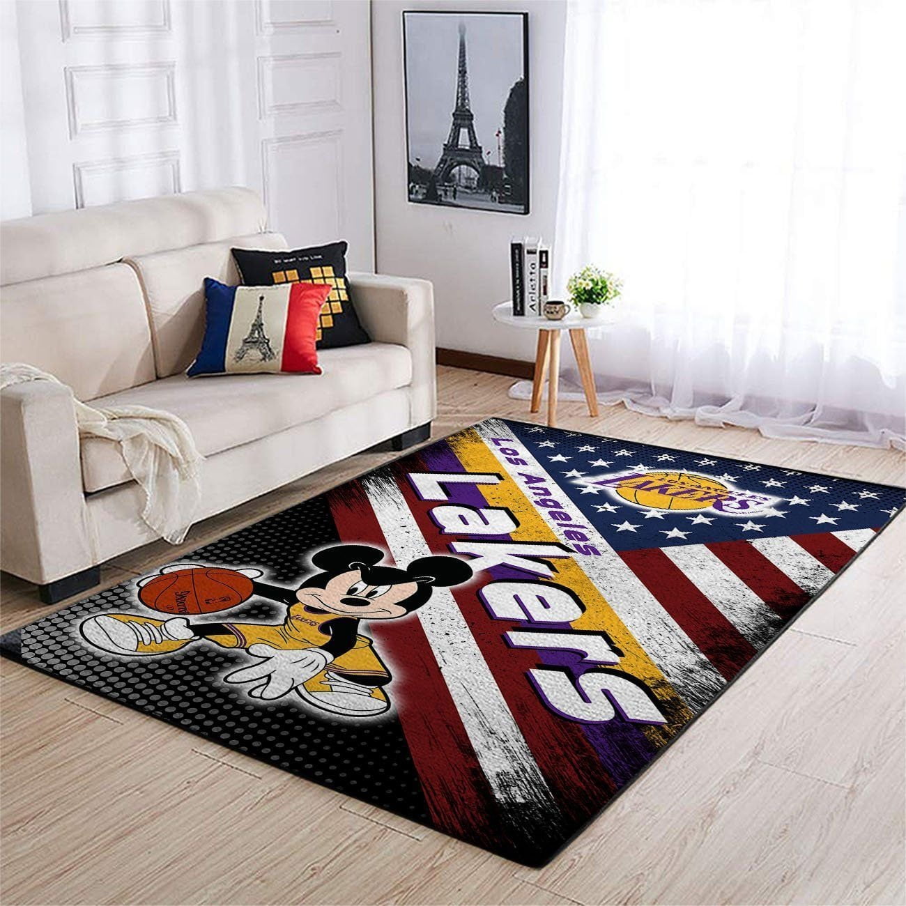 Los Angeles Lakers Nba Team Logo Mickey Us Style Nice Gift Home Decor Rectangle Area Rug - Indoor Outdoor Rugs