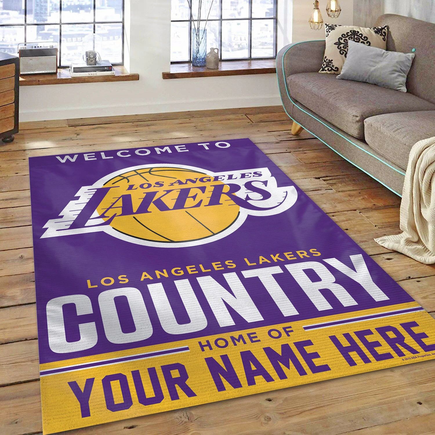 Los Angeles Lakers Personalized NBA Team Logos Area Rug