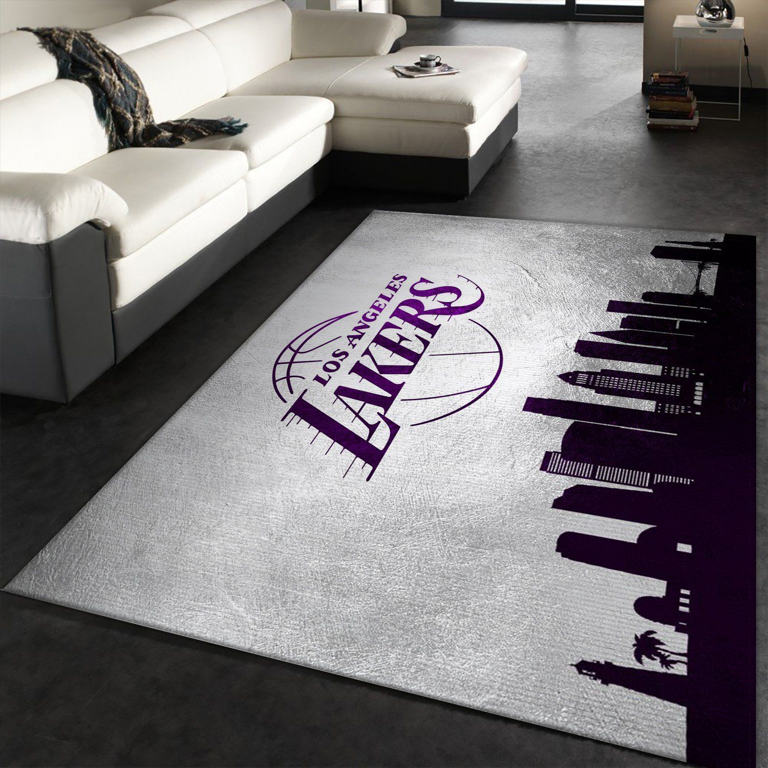 Los Angeles Lakers Skyline Area Rug Carpet, Living Room Rug, Home US Decor - Indoor Outdoor Rugs