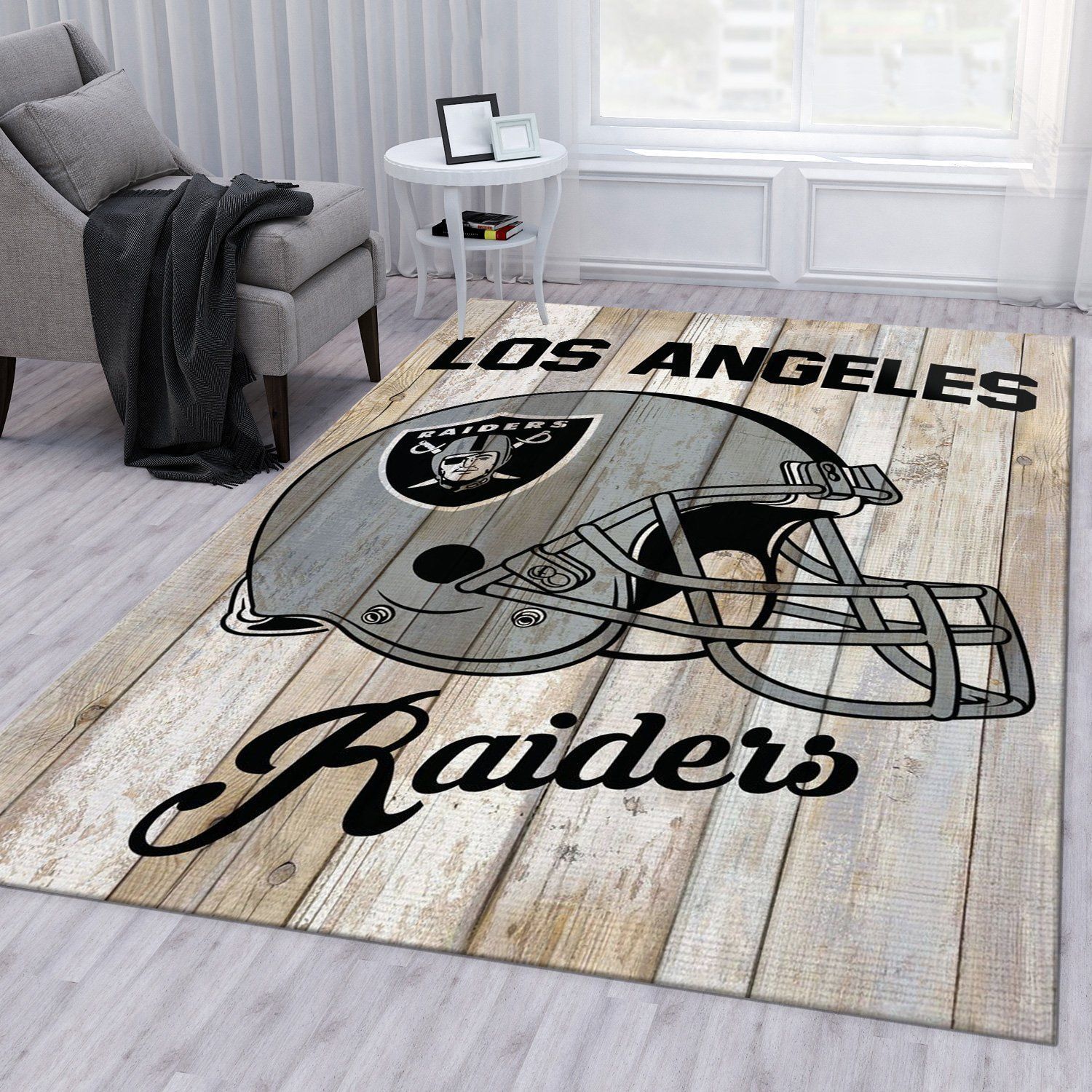 Los Angeles Raiders Helmet Nfl Area Rug Living Room Rug US Gift Decor - Indoor Outdoor Rugs