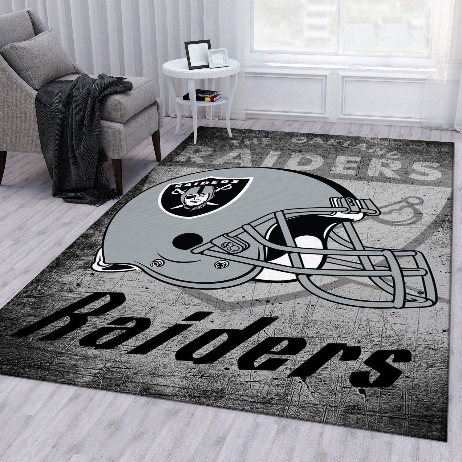 Los Angeles Raiders Retro Nfl Football Team Area Rug For Gift Living Room Rug US Gift Decor - Indoor Outdoor Rugs