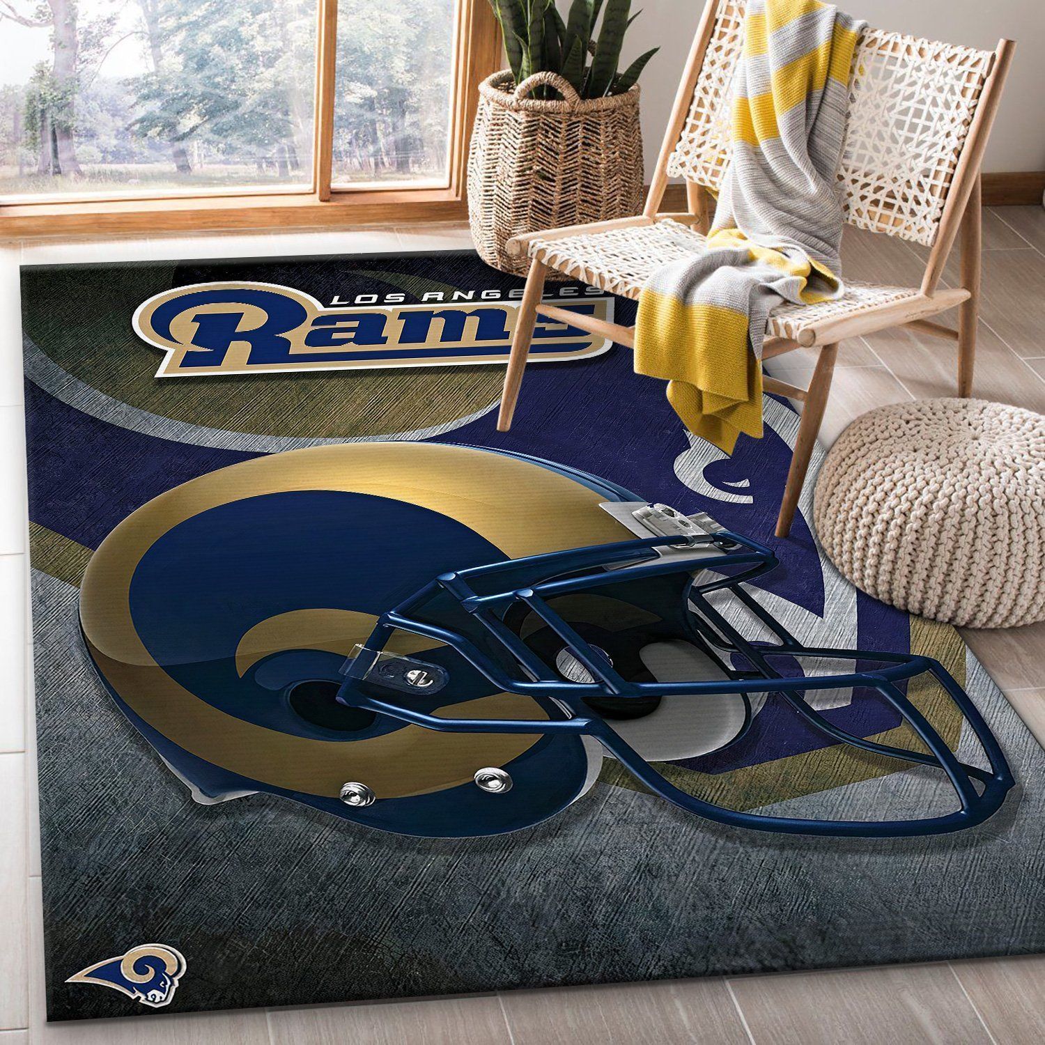 Los Angeles Rams Distressed Area Rug BB221037 Football Floor Decor The US Decor - Indoor Outdoor Rugs