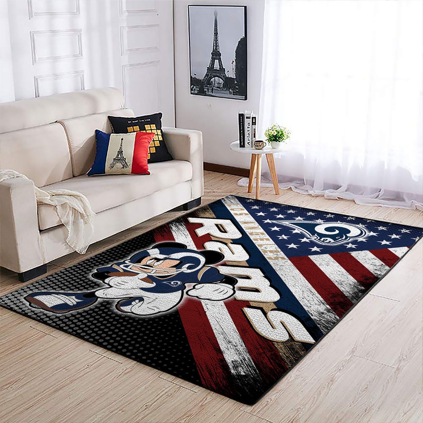 Los Angeles Rams Nfl Team Logo Mickey Us Style Nice Gift Home Decor Area Rug Rugs For Living Room - Indoor Outdoor Rugs