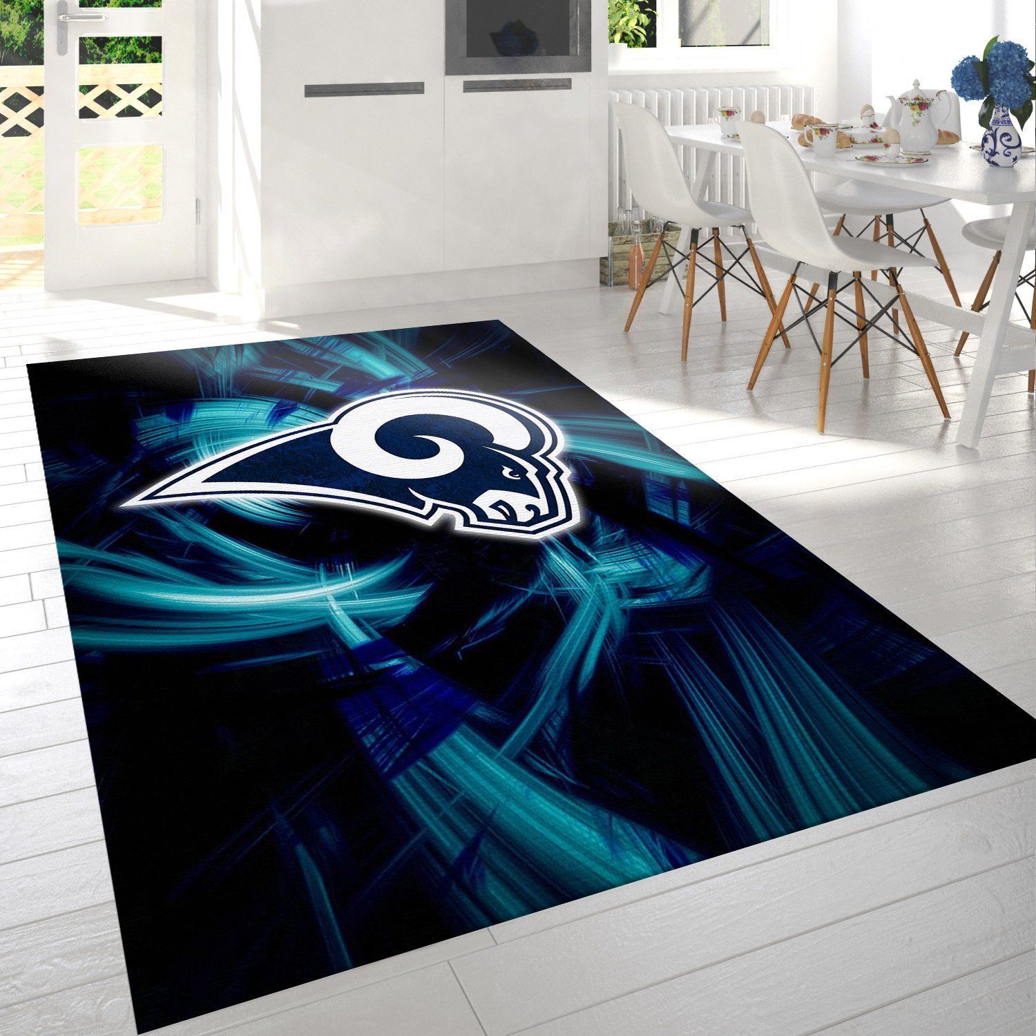 Los Angeles Rams Nfl Team Logo Rug Living Room Rug Home Decor Floor Decor - Indoor Outdoor Rugs