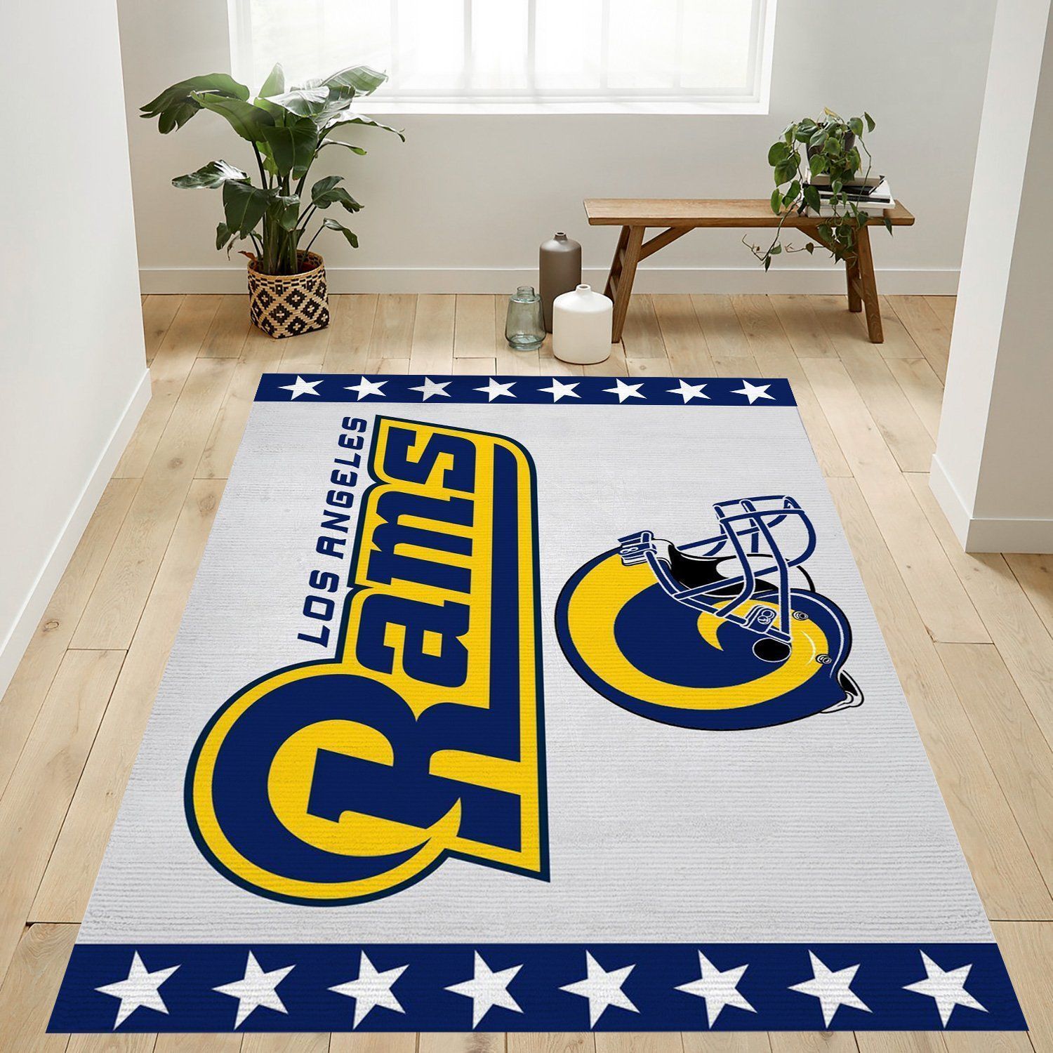 Los Angeles Rams Retro Nfl Logo Area Rug For Gift Living Room Rug Home US Decor - Indoor Outdoor Rugs