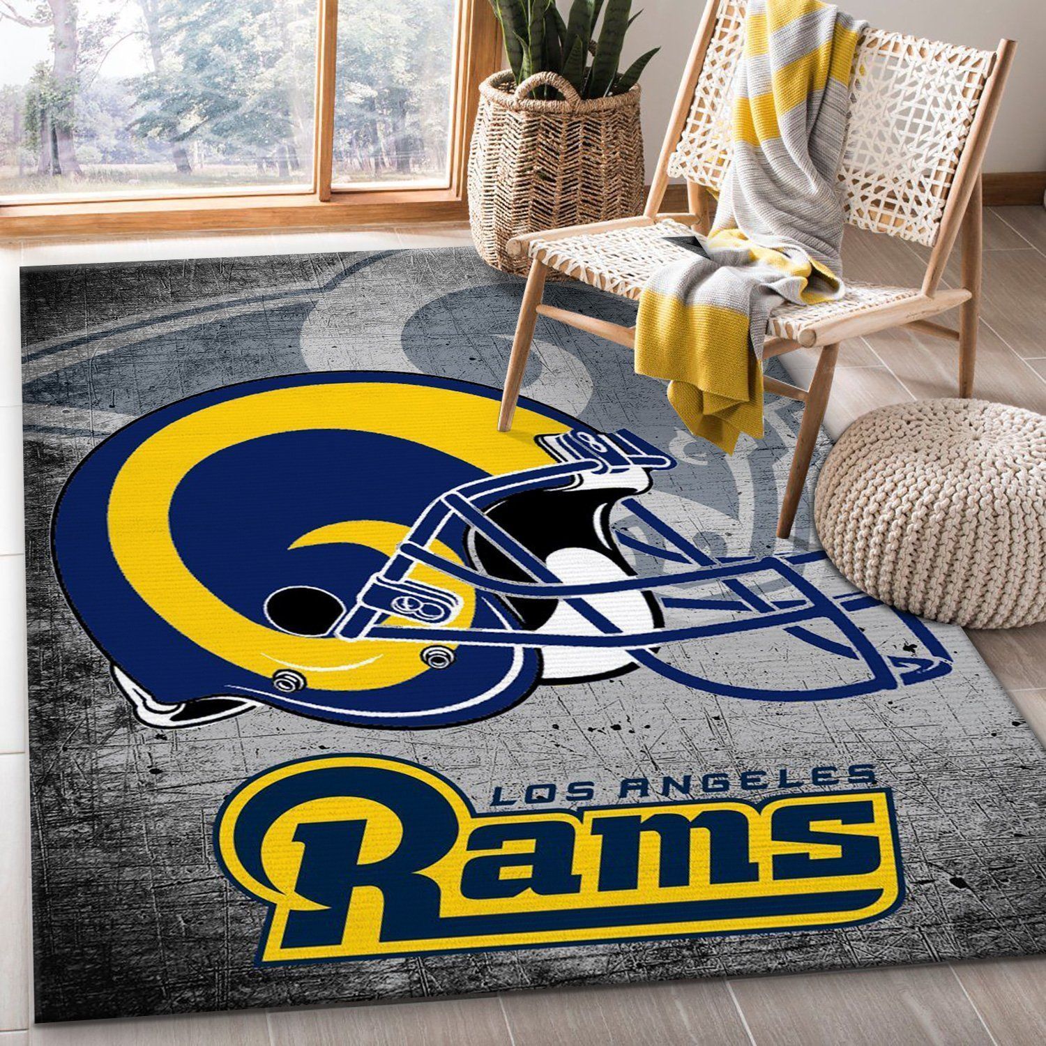 Los Angeles Rams Retro Nfl Rug Living Room Rug Home Decor Floor Decor - Indoor Outdoor Rugs