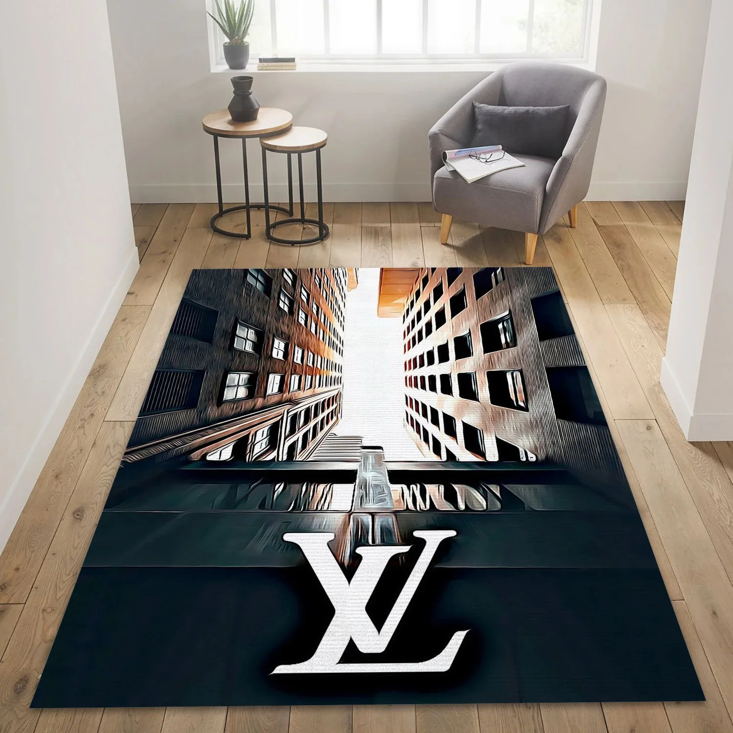 Black And White Louis Vuitton Living Room Area No4003 Rug