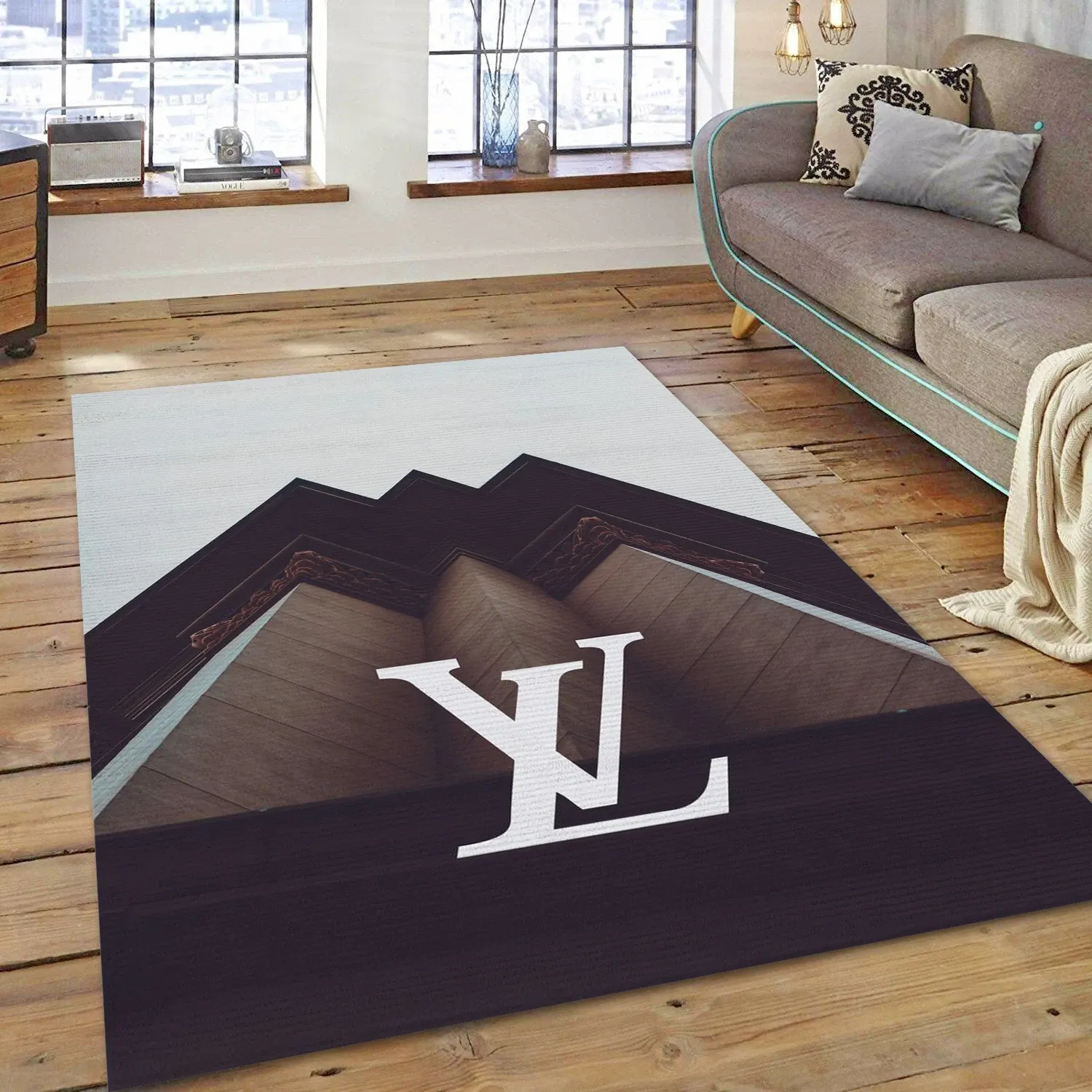 Louis Vuitton Modern Art Fashion Brand Area Rug, Bedroom Rug - US Decor - Indoor Outdoor Rugs