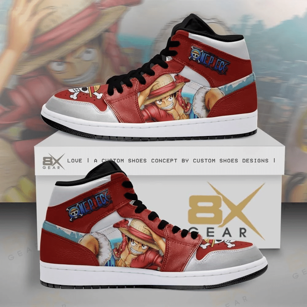 Luffy Red High One Piece Anime Air Jordan Shoes Sport Sneakers