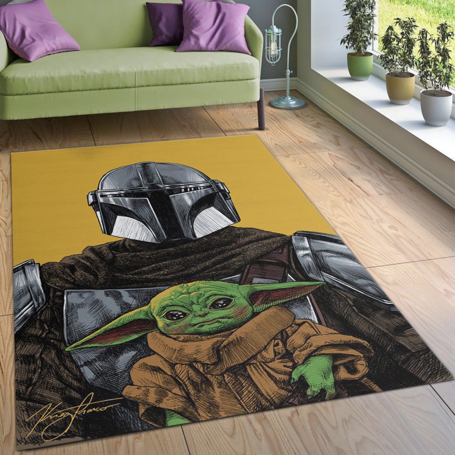 Mandalorian Baby Yoda Ver56 Area Rug Bedroom Rug Home Decor Floor Decor - Indoor Outdoor Rugs