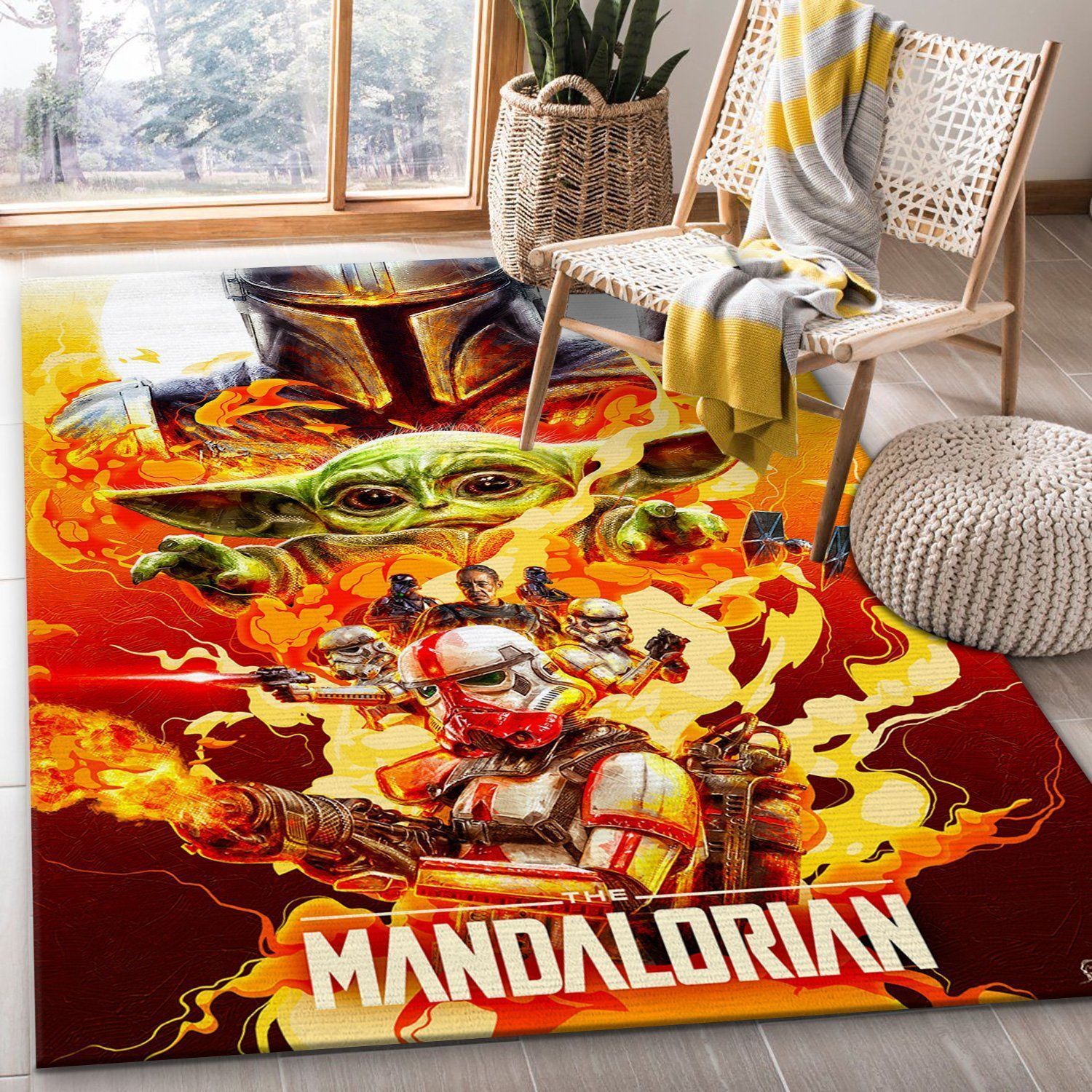 Mandalorian Baby Yoda Ver9 Area Rug Living Room Rug Home Decor Floor Decor - Indoor Outdoor Rugs