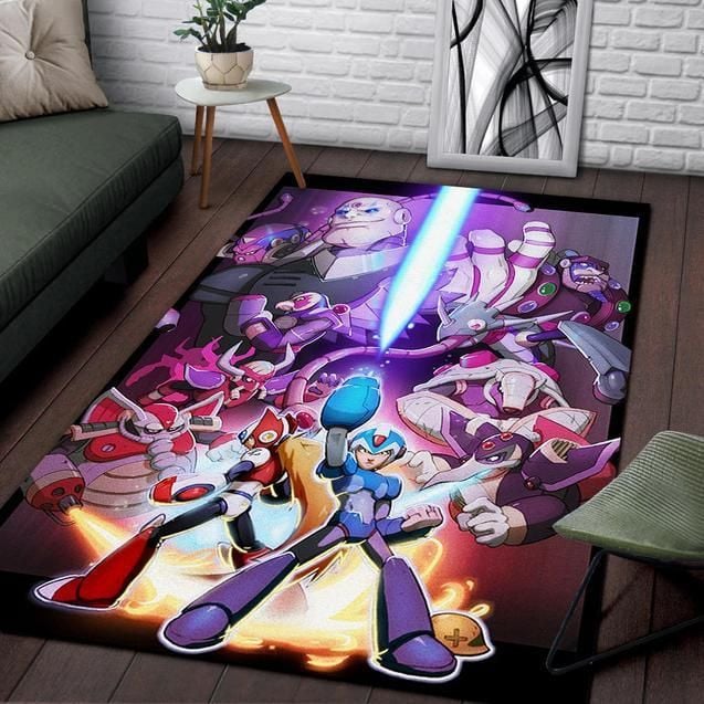 Mega Man Tribute Game On Rug - Indoor Outdoor Rugs