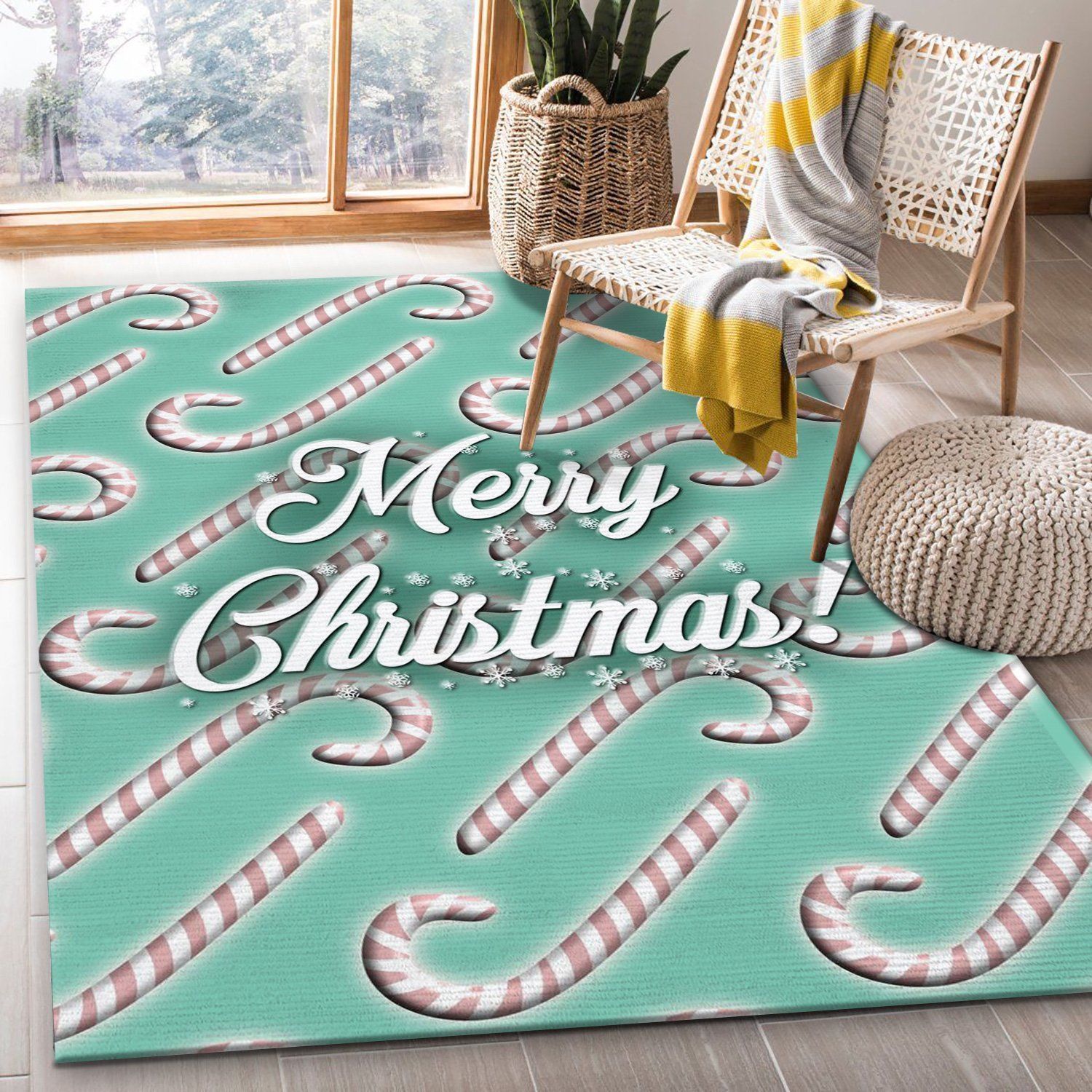 Merry Christmas With Candy Area Rug Carpet