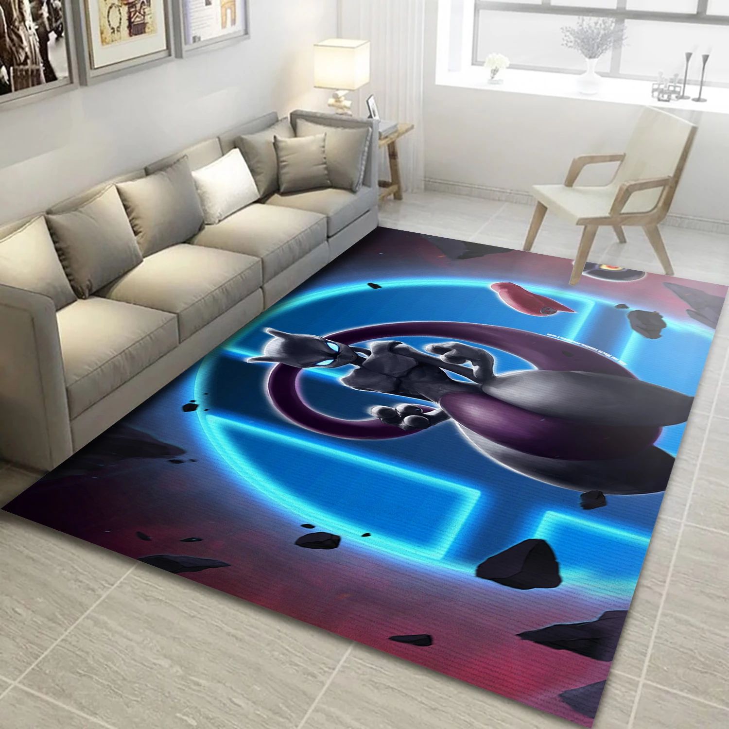 Mewtwo Pok Mon Video Game Area Rug For Christmas