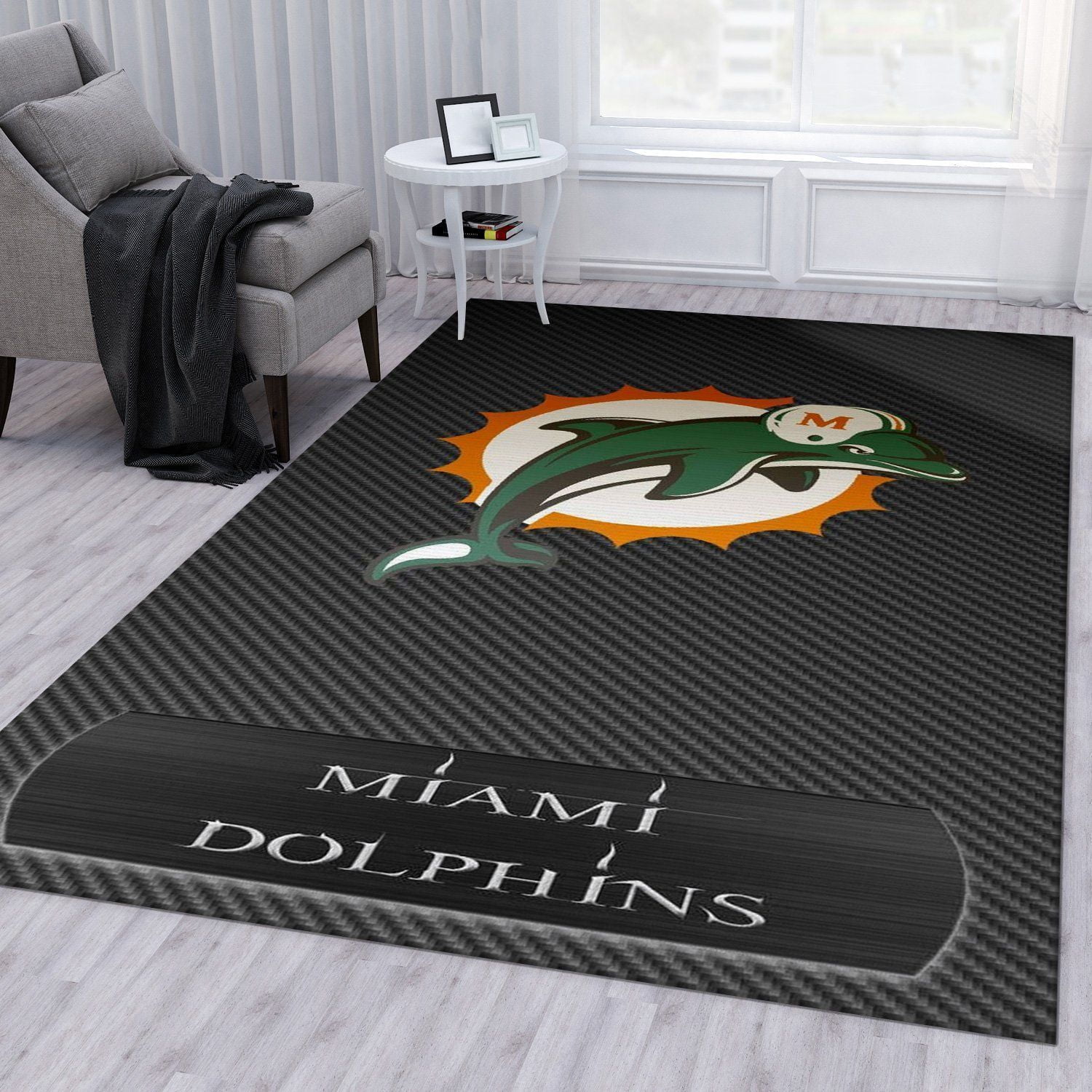 Miami Dolphins 1 NFL Area Rug For Christmas Living Room Rug Home Decor Floor Decor - Indoor Outdoor Rugs