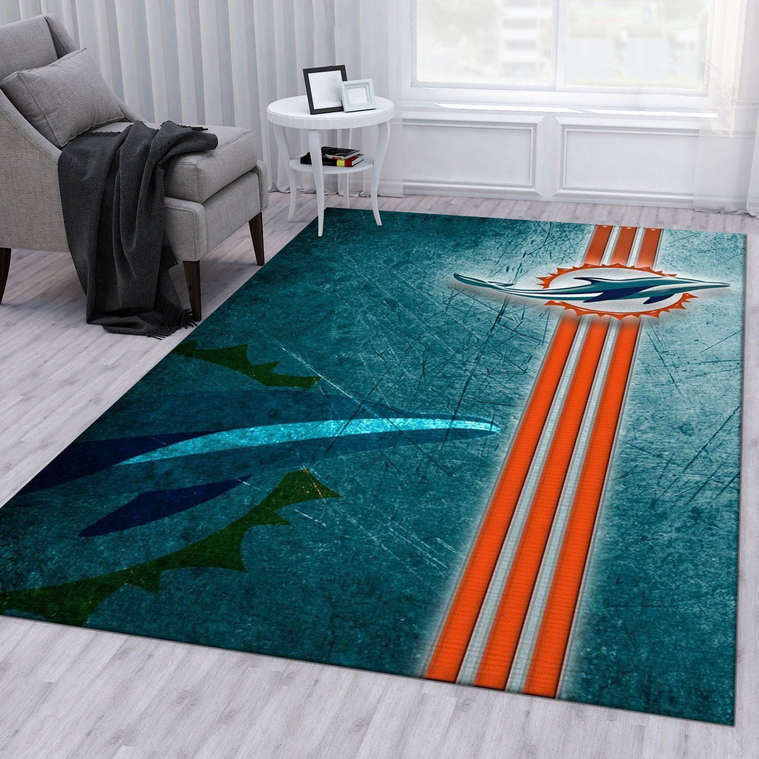Miami Dolphins 12 NFL Area Rug For Christmas Bedroom Rug Home Decor Floor Decor - Indoor Outdoor Rugs