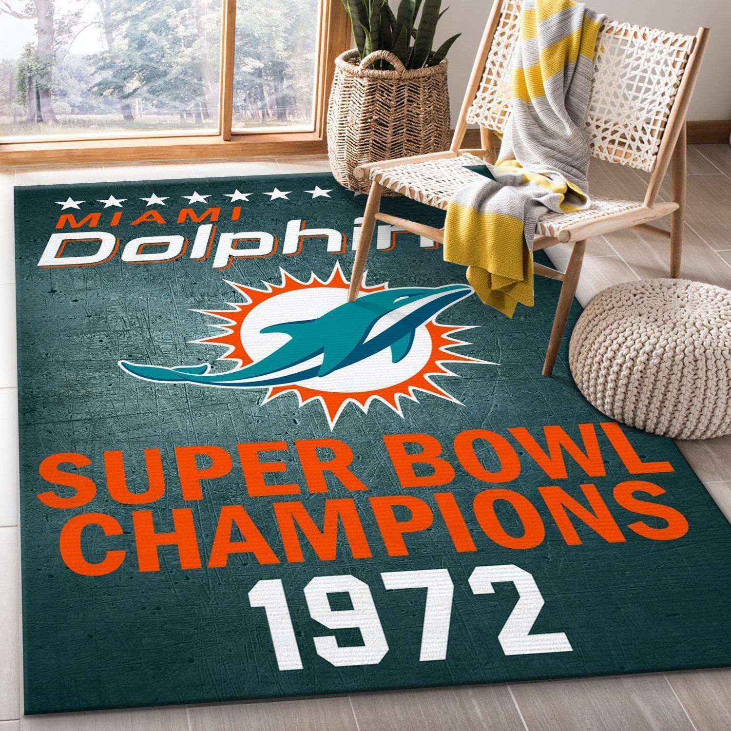 Miami Dolphins 1972 Nfl Rug Bedroom Rug US Gift Decor - Indoor Outdoor Rugs