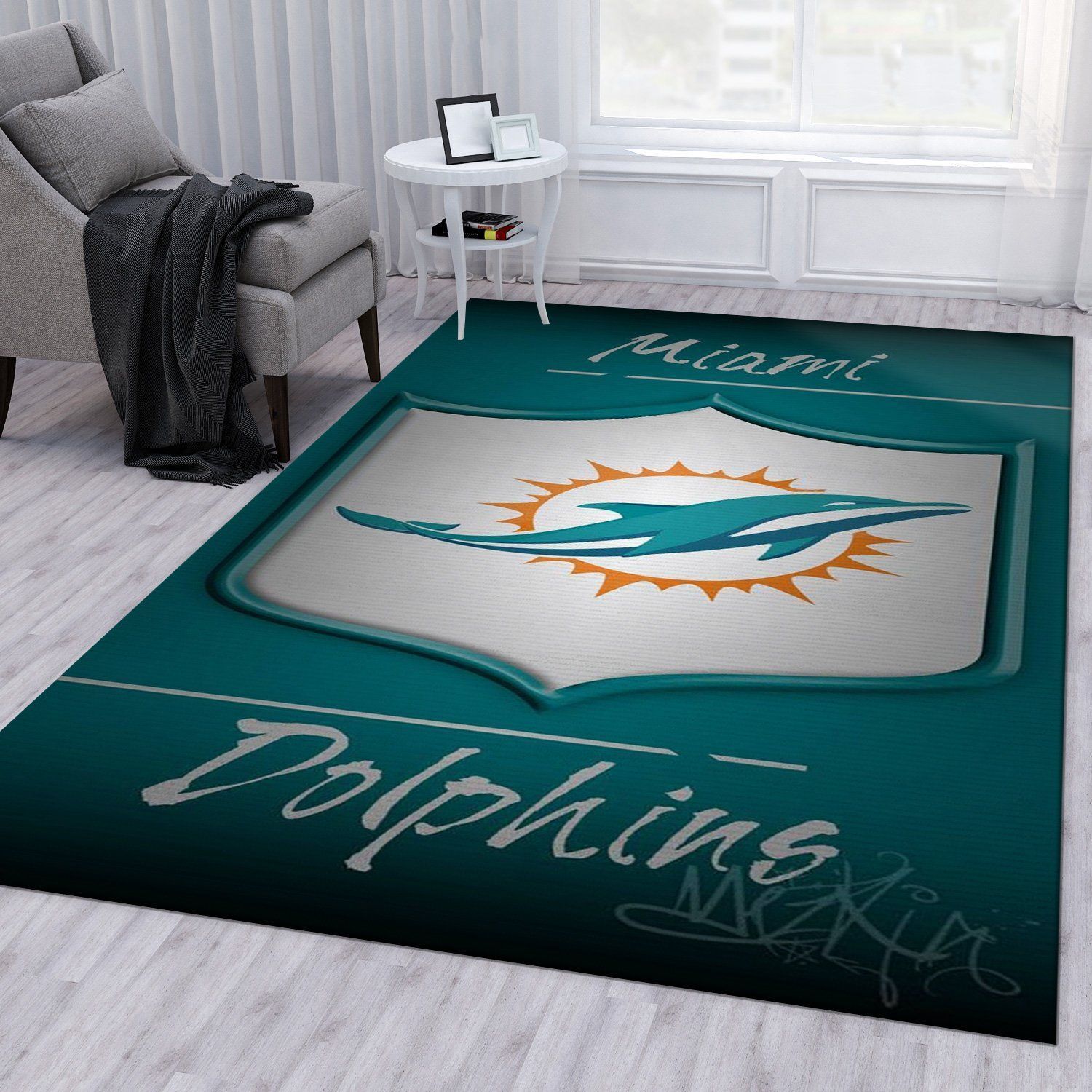 Miami Dolphins 5 NFL Area Rug For Christmas Living Room Rug Home Decor Floor Decor - Indoor Outdoor Rugs