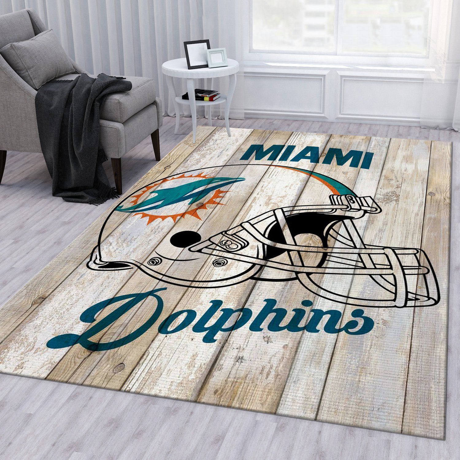 Miami Dolphins Football Nfl Area Rug Living Room Rug US Gift Decor - Indoor Outdoor Rugs
