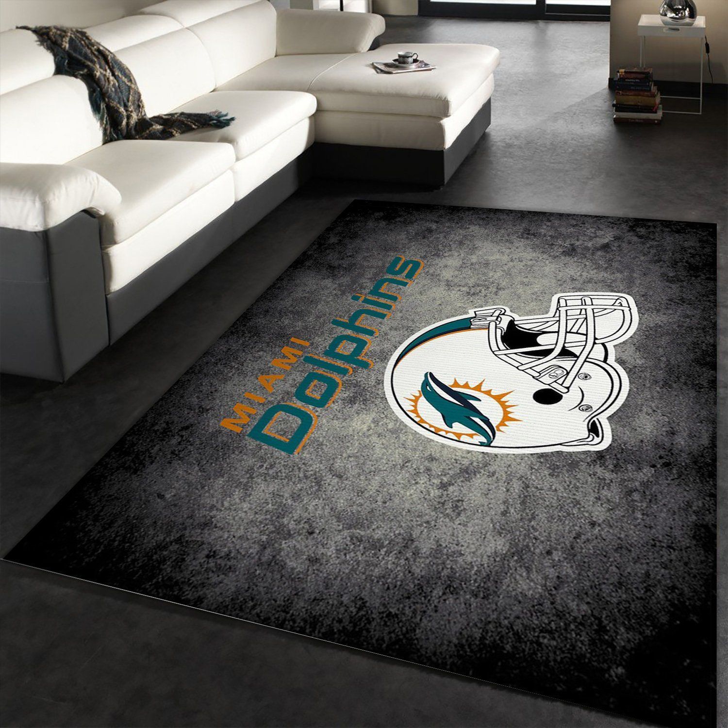 Miami Dolphins Imperial Distressed Rug NFL Area Rug For Christmas