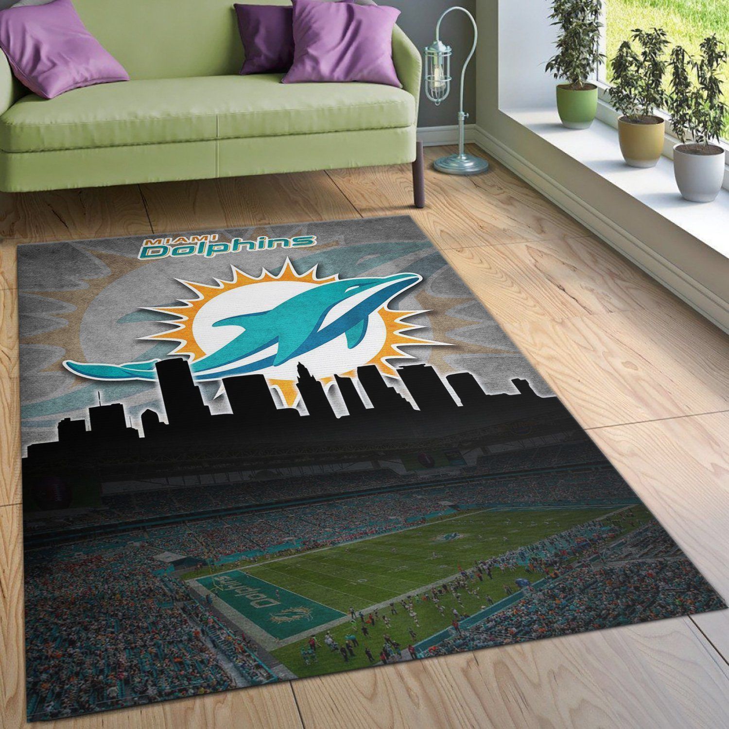 Miami Dolphins NFL Area Rug Bedroom Rug Christmas Gift US Decor - Indoor Outdoor Rugs