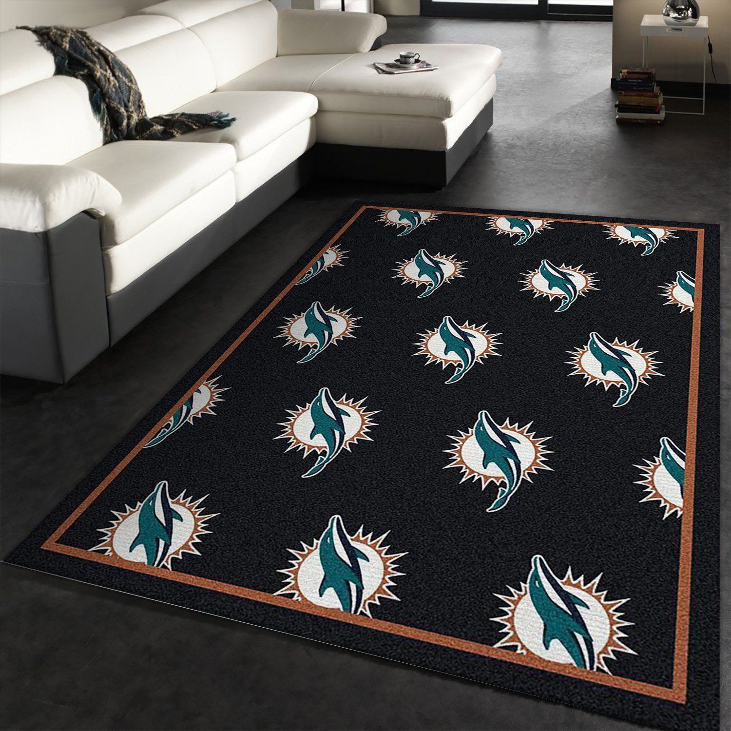 Miami Dolphins Repeat Rug Nfl Team Area Rug