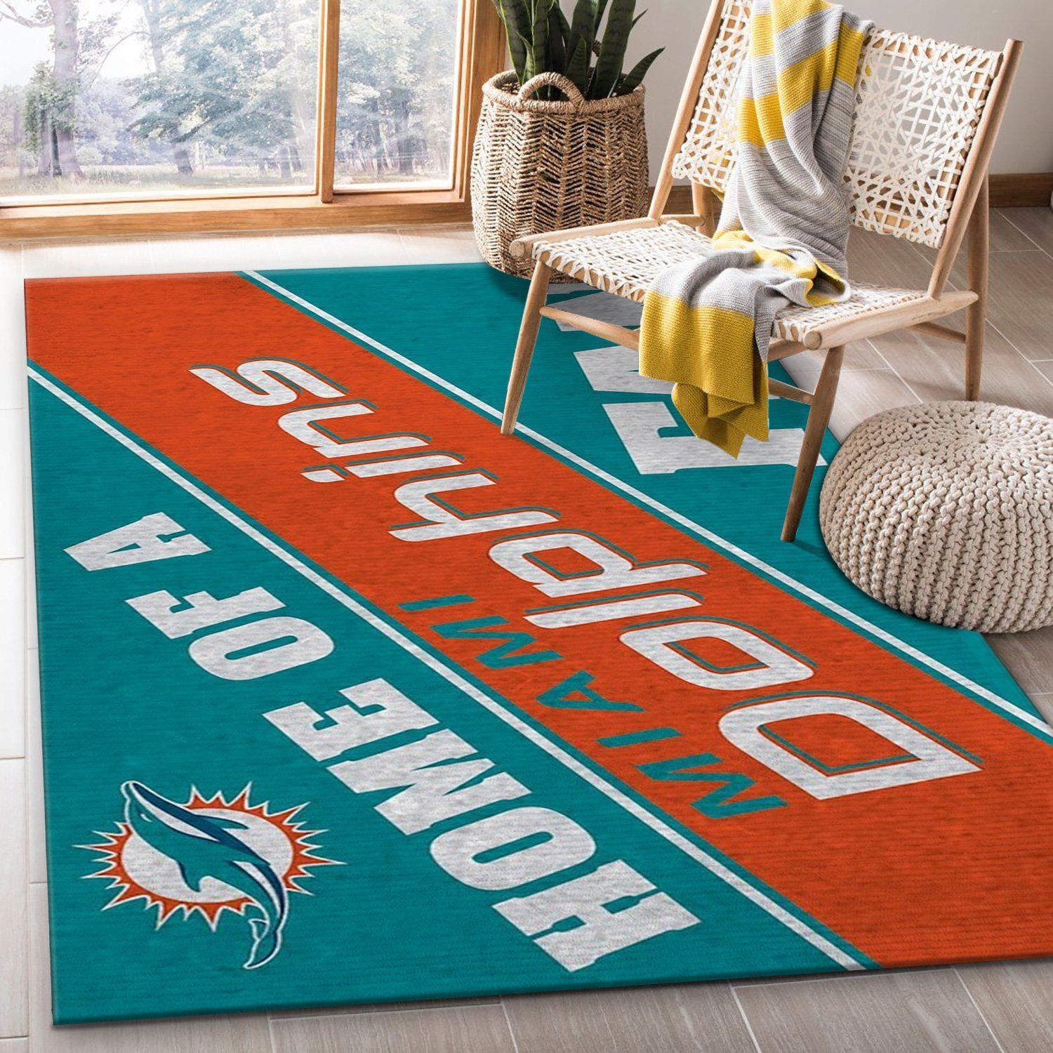 Miami Dolphins Team NFL Team Logos Area Rug