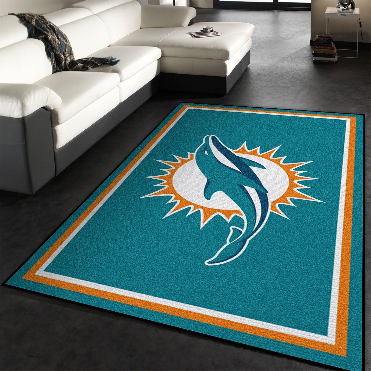 Miami Dolphins rug Football rug Floor Decor The US Decor - Indoor Outdoor Rugs