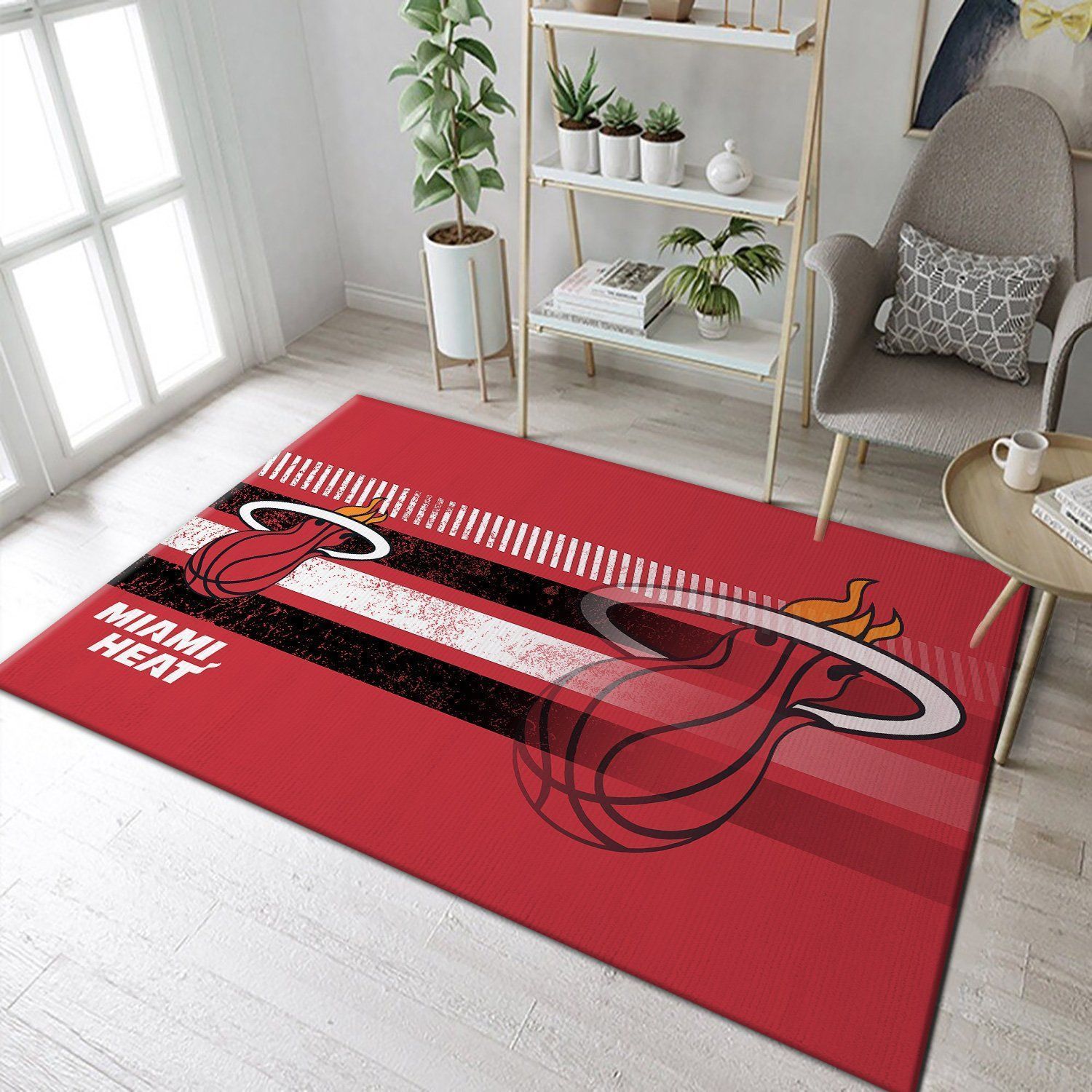 Miami Heat Nba Team Logo Rug Room Carpet Custom Area Floor Home Decor - Indoor Outdoor Rugs