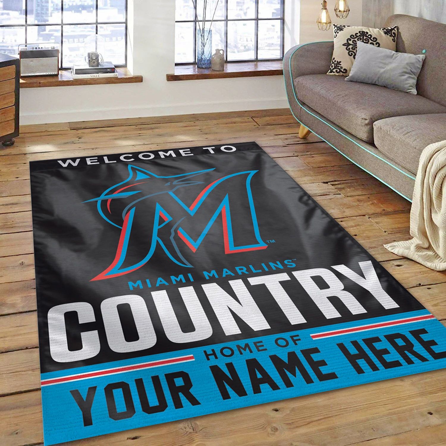 Miami Marlins Personalized MLB Area Rug, Living Room Rug - Home Decor - Indoor Outdoor Rugs