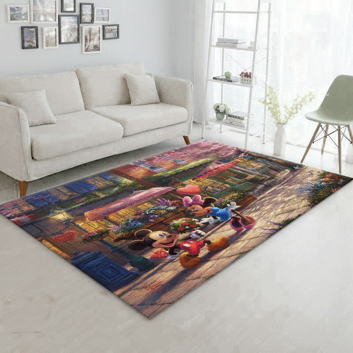 Mickey And Minnie Sweetheart Cafe Christmas Gift Rug Living Room Rug Home Decor Floor Decor - Indoor Outdoor Rugs