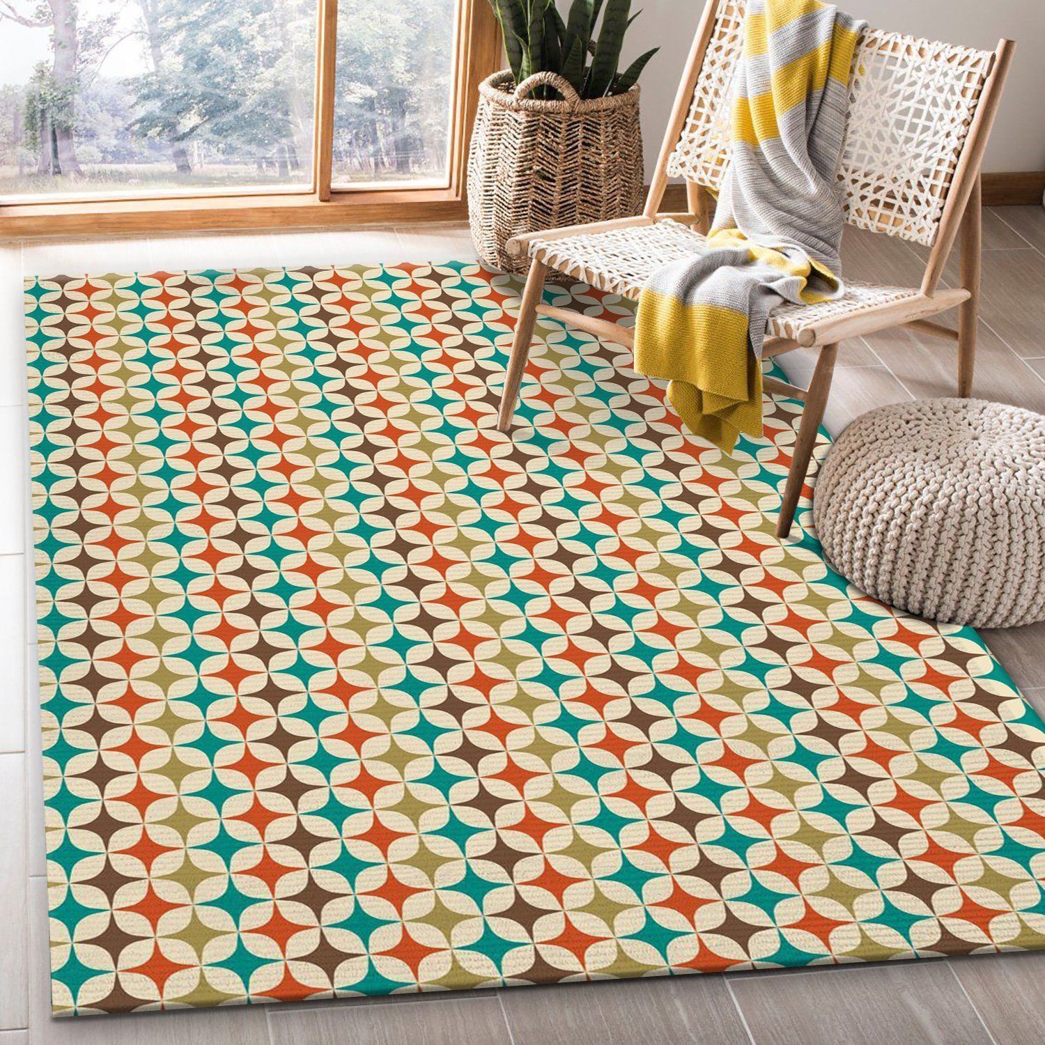 Midcentury Pattern 15 Area Rug Carpet, Living Room Rug, Home Decor Floor Decor - Indoor Outdoor Rugs
