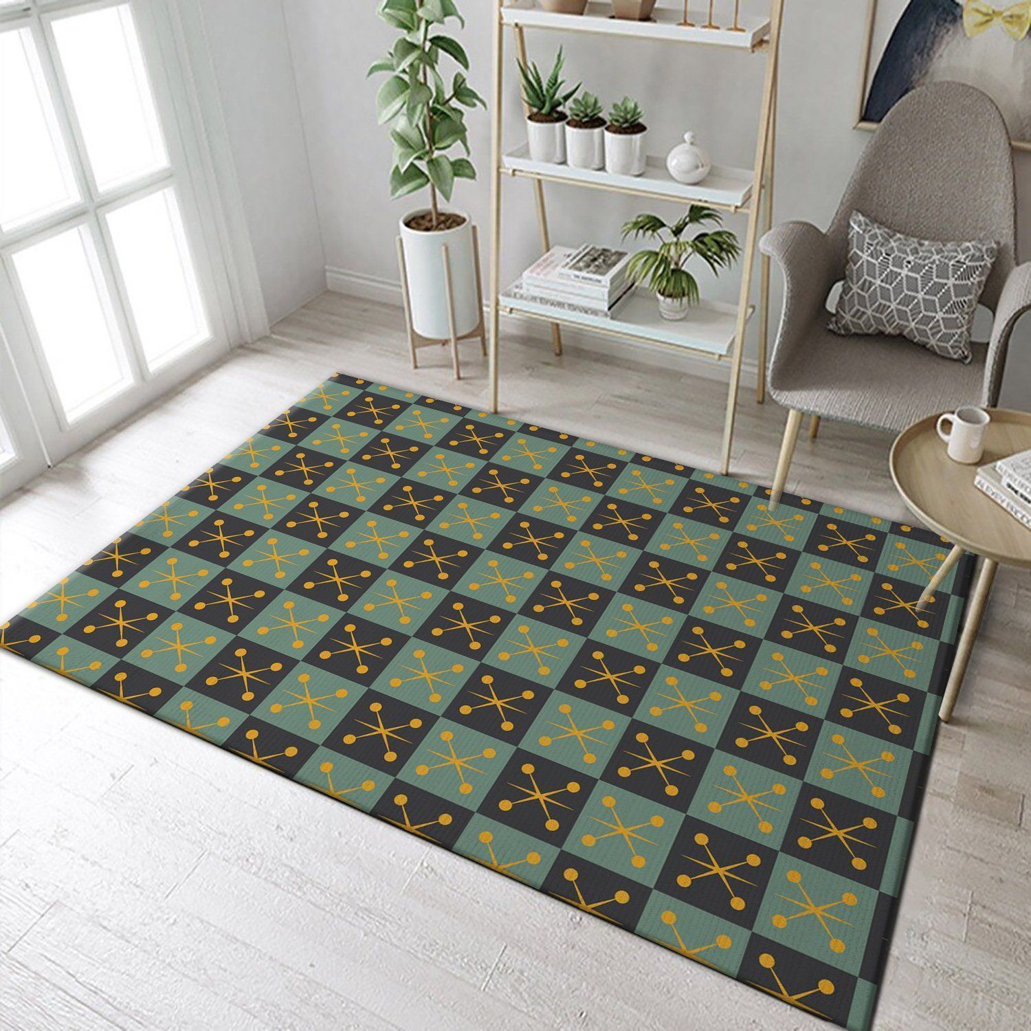 Midcentury Pattern 60 Area Rug, Bedroom, Home US Decor - Indoor Outdoor Rugs