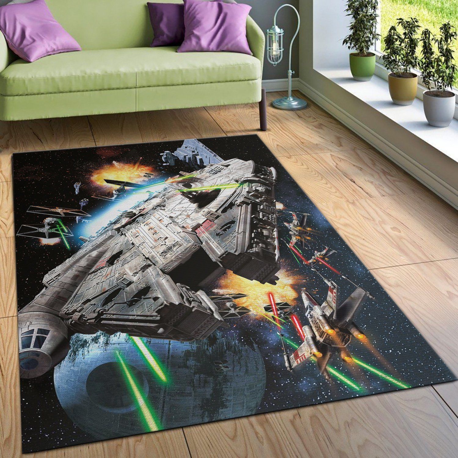 Millenium Falcon Star War Battle Zone Area Rug Carpet