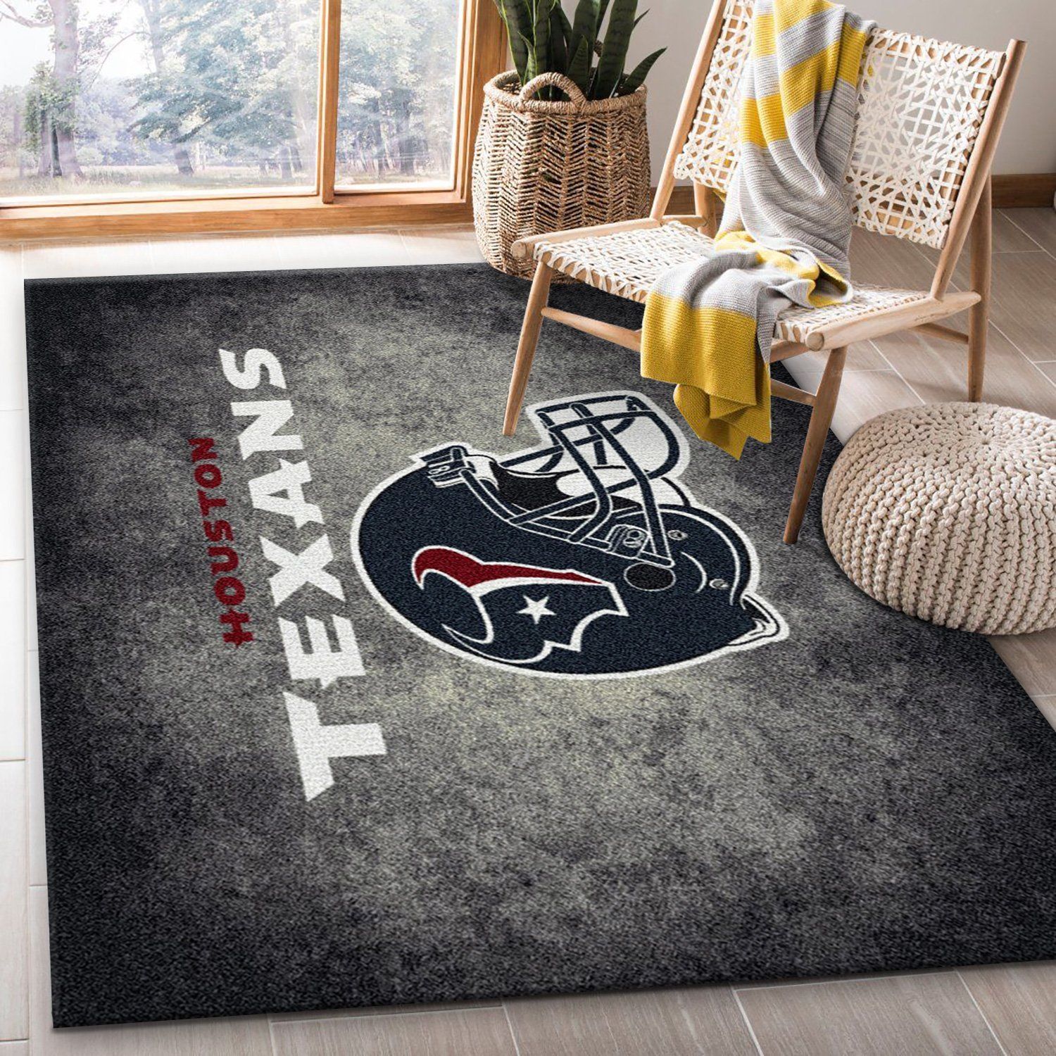 Milliken Nfl Distressed Helmet Houston Texans Area Rug Team Logo Area Rug