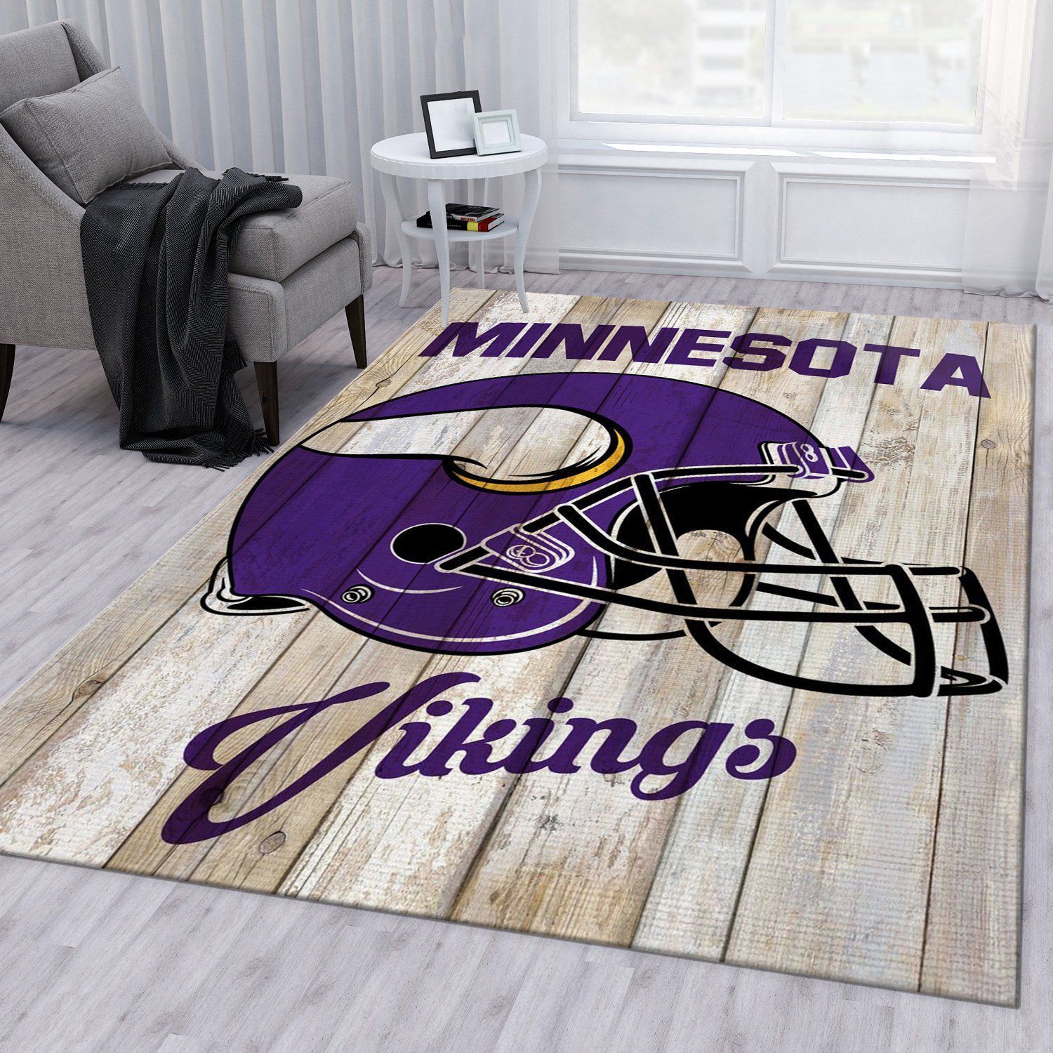 Minnesota Vikings Helmet Nfl Area Rug Bedroom Rug Home US Decor - Indoor Outdoor Rugs