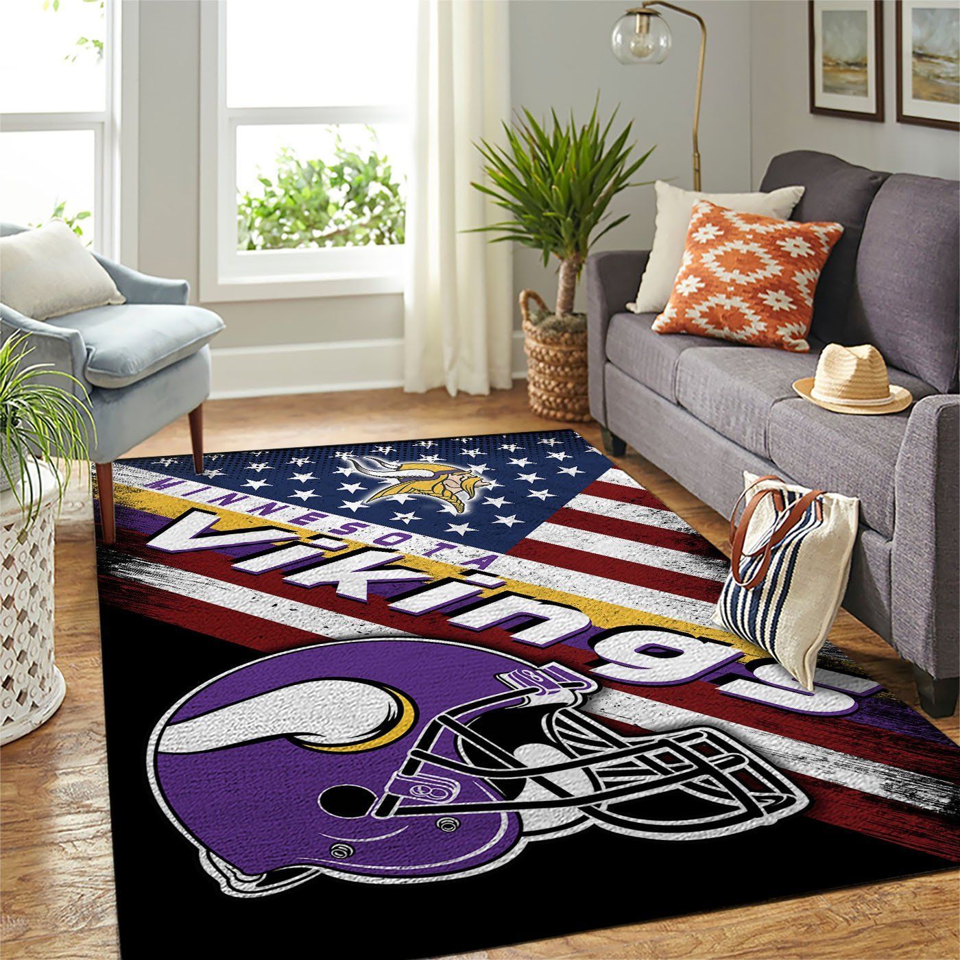 Minnesota Vikings Nfl Team Logo American Style Nice Gift Home Decor Area Rug Rugs For Living Room - Indoor Outdoor Rugs