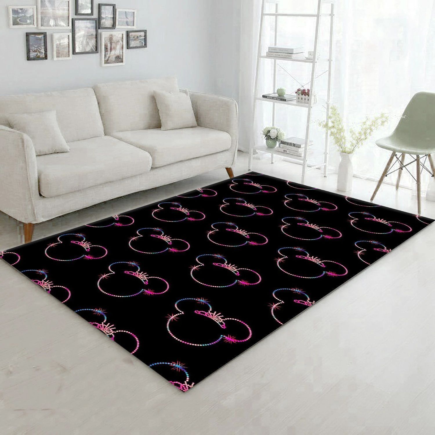 Minnie Mouse Black And Colorful Movie Area Rug, Kitchen Rug, Family Gift US Decor - Indoor Outdoor Rugs