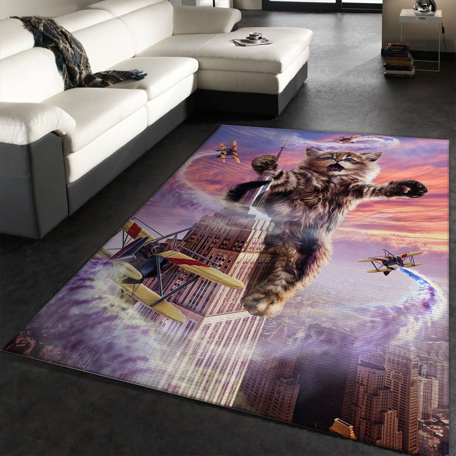 Monster Cat Empire State Area Rug Carpet Living Room Rug Family Gift US Decor - Indoor Outdoor Rugs