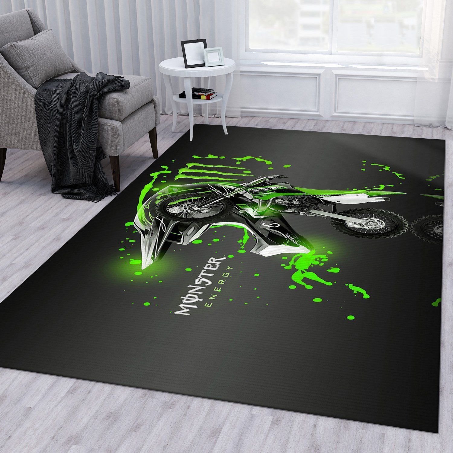 Monster Energy Kawasaki Rug Living Room Rug Christmas Gift US Decor - Indoor Outdoor Rugs