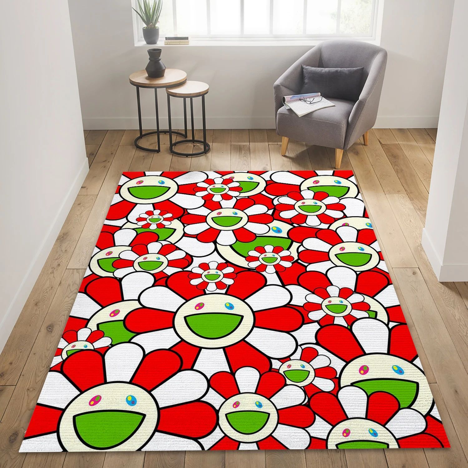 Murakami Red Fashion Logo Area Rug